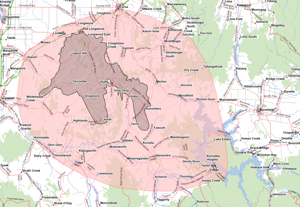 The Longwood bushfire is threatening to spread in multiple directions.