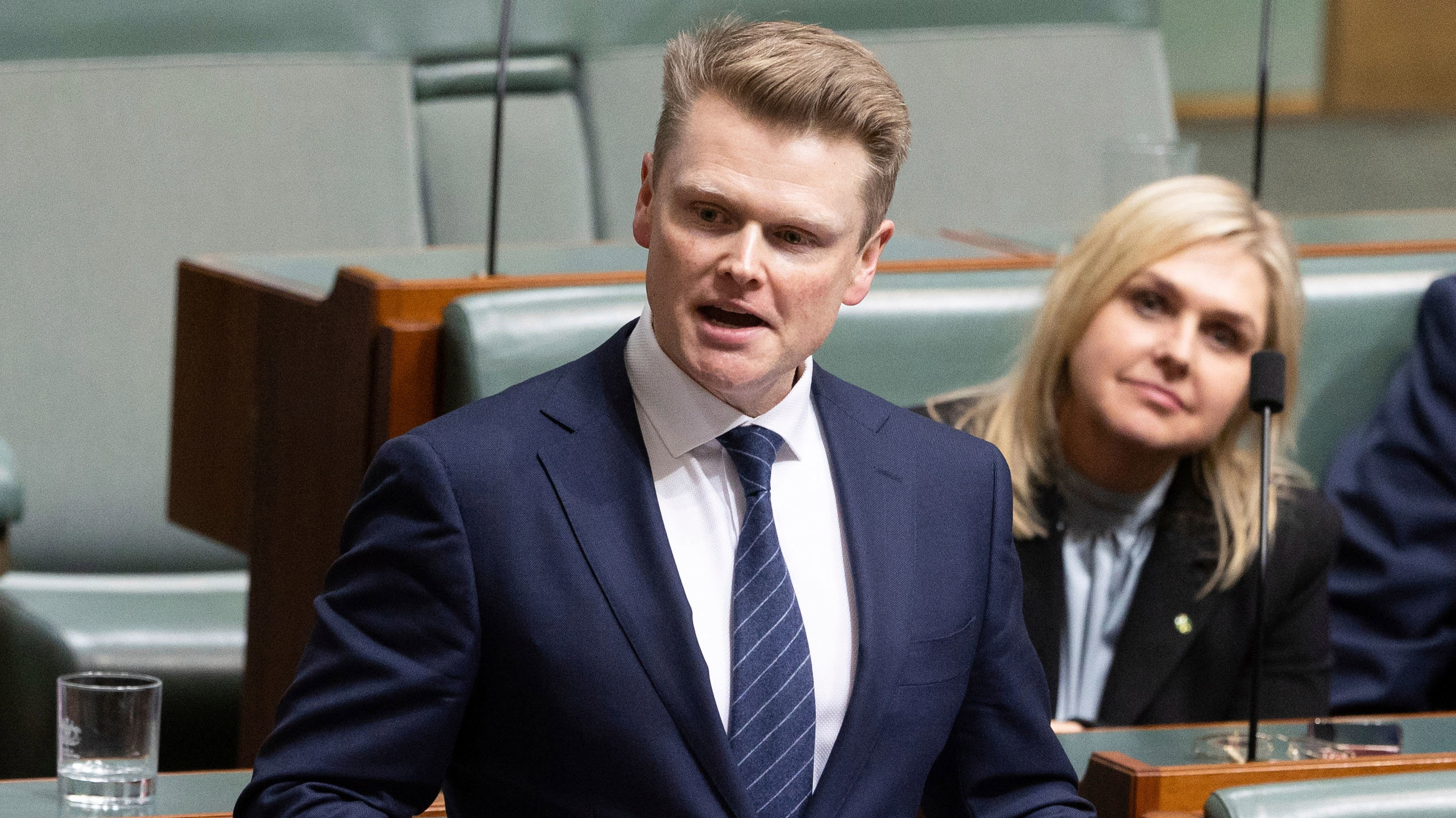 Keith Wolahan delivers his first speech in the House of Representatives at Parliament House.