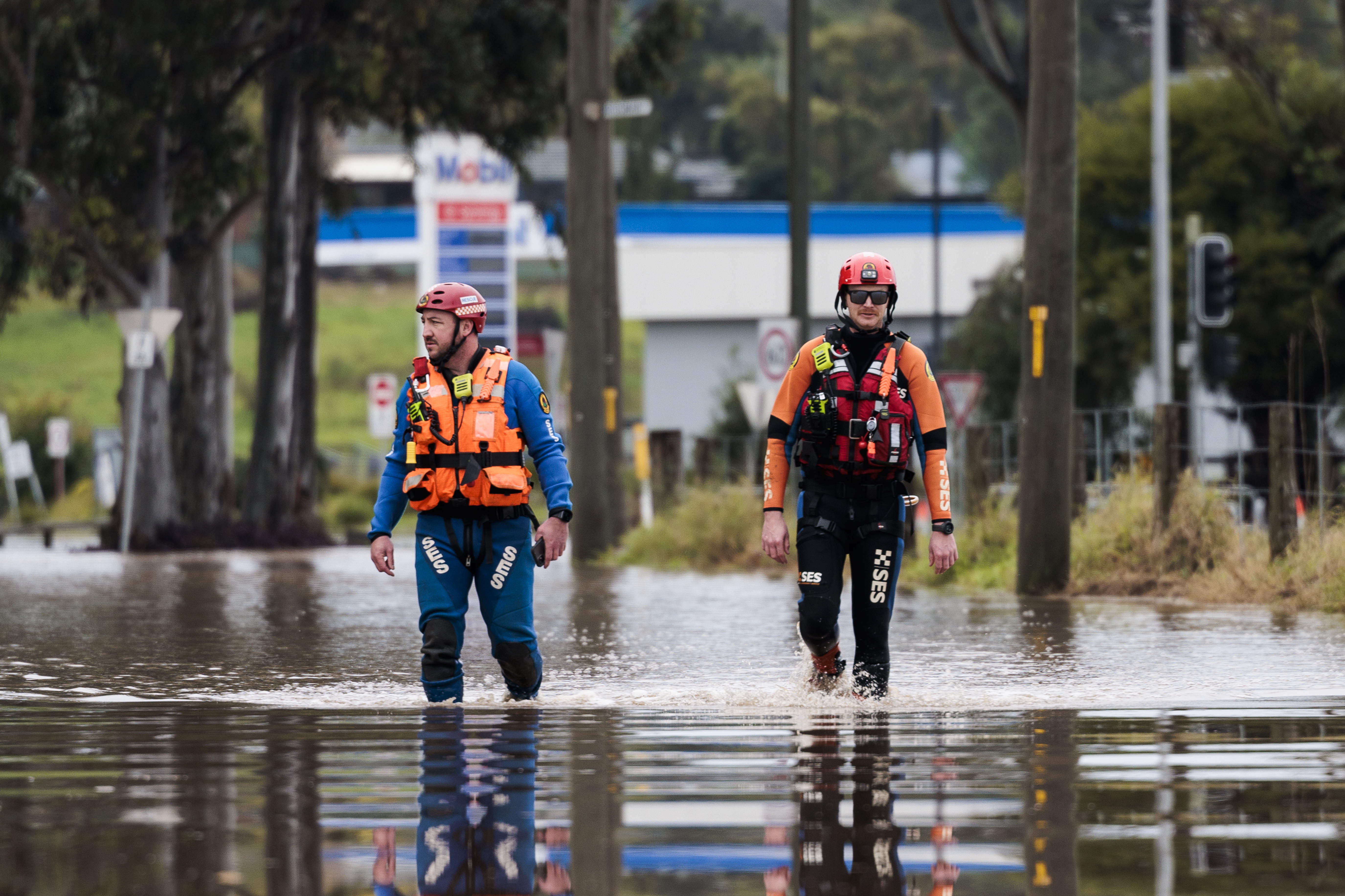 Low-lying parts of Singleton are inundated by flood waters.