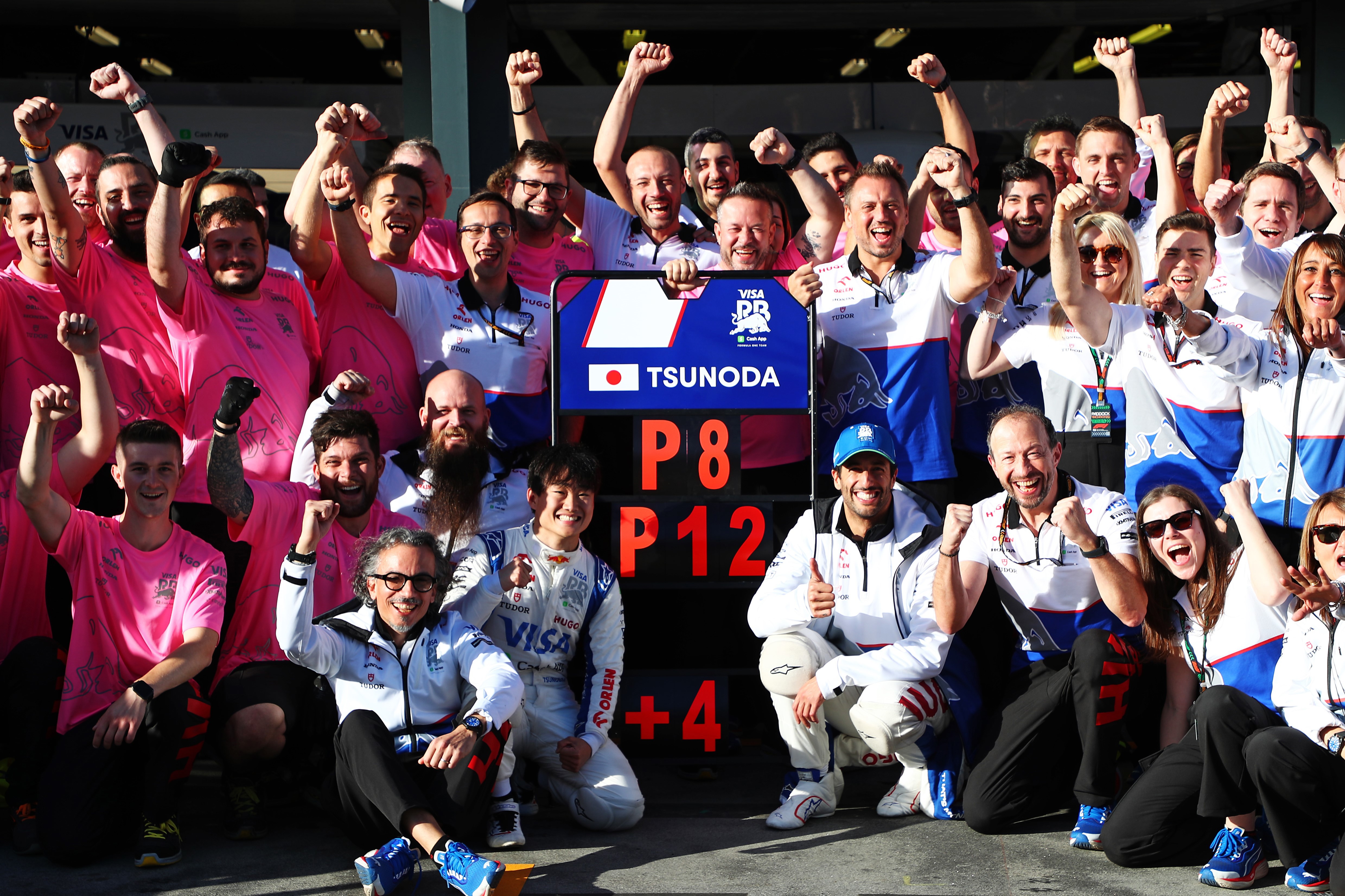 RB celebrate Yuki Tsunoda's points finish at the Australian Grand Prix.