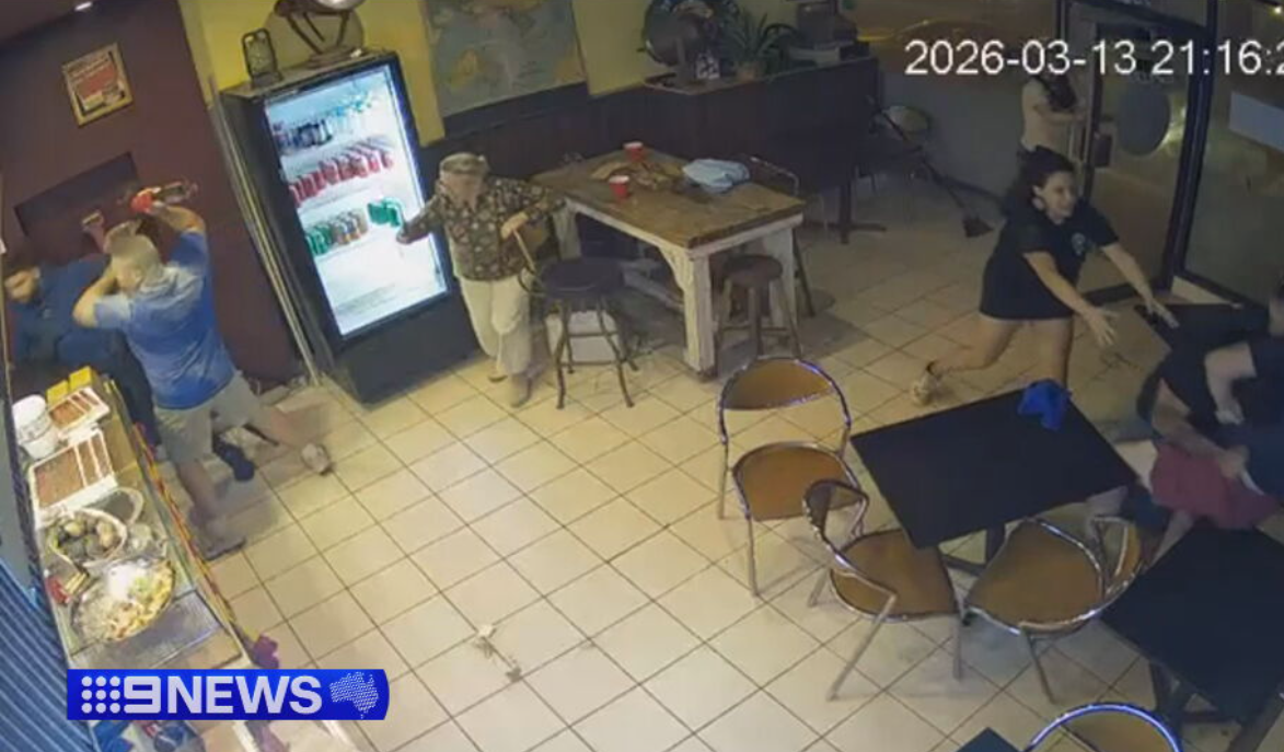 The incident took place in front of shocked diners.