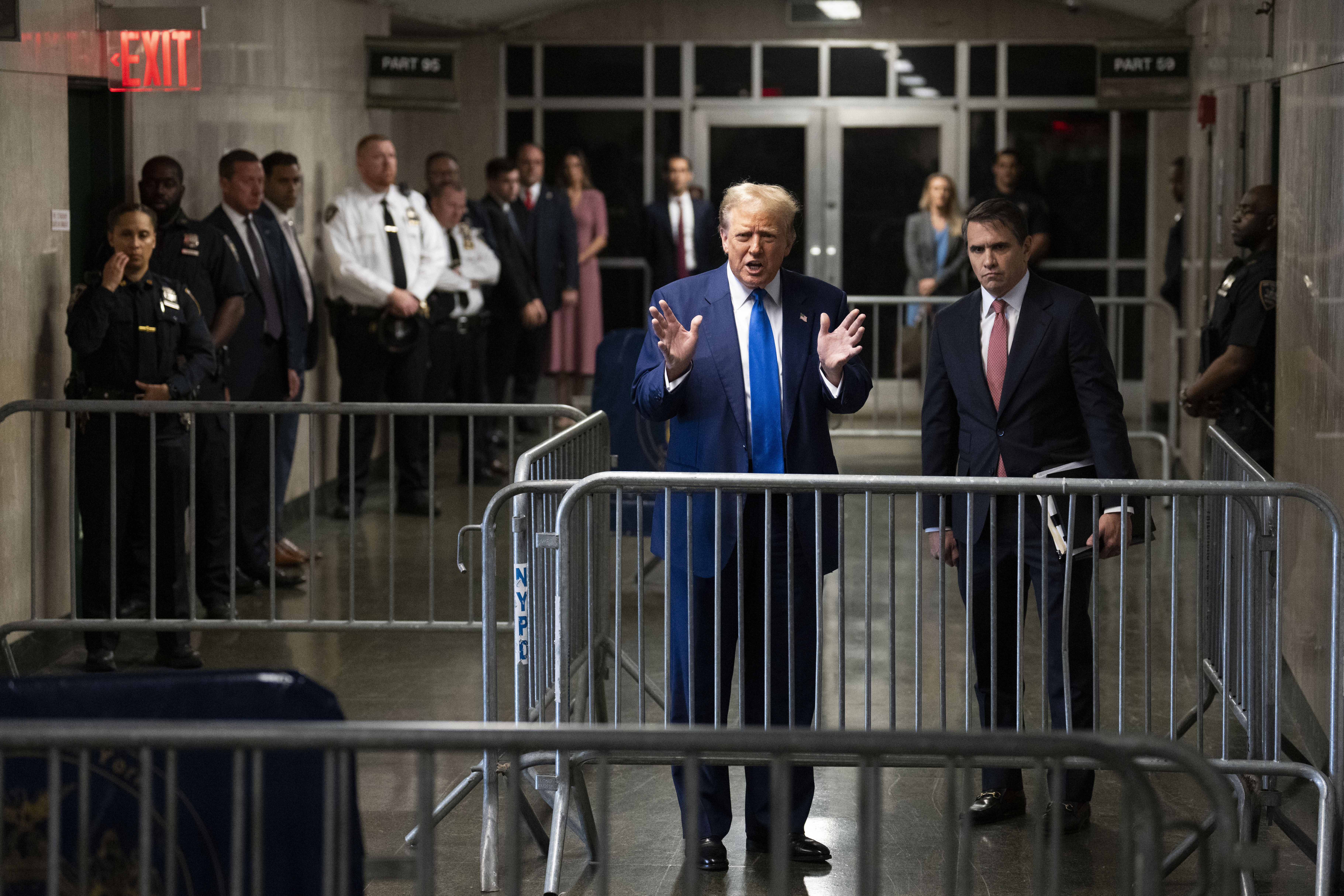 Former US President Donald Trump arrives at Manhattan criminal court in New York, on Friday, May 3, 2024. 
