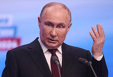 Vladimir Putin speaks at media conference after winning 2024 Russian presidential election (Getty)