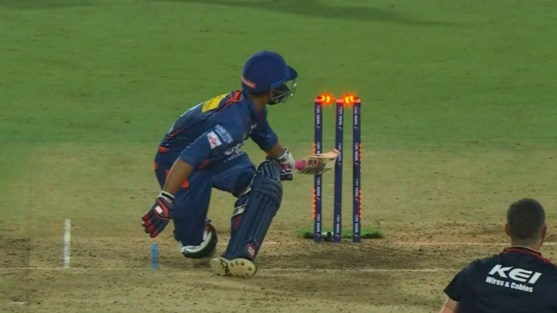 Ayush Badoni ramped a ball for six, only to hit his own wicket with his bat.