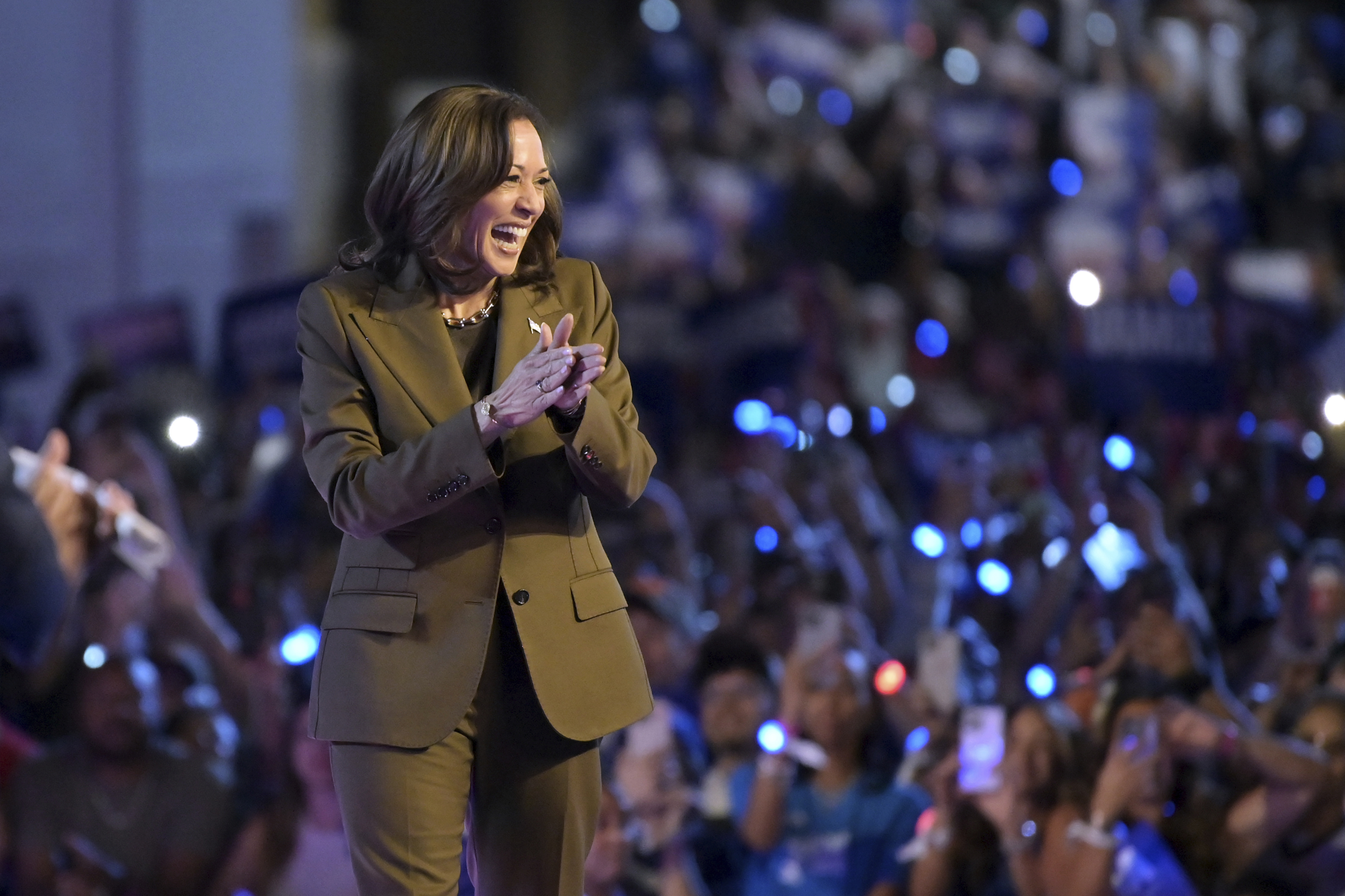 Democratic presidential nominee Vice President Kamala Harris arrives for a campaign appearance Sunday, Sept. 29, 2024, in Las Vegas. (AP Photo/Sam Morris)