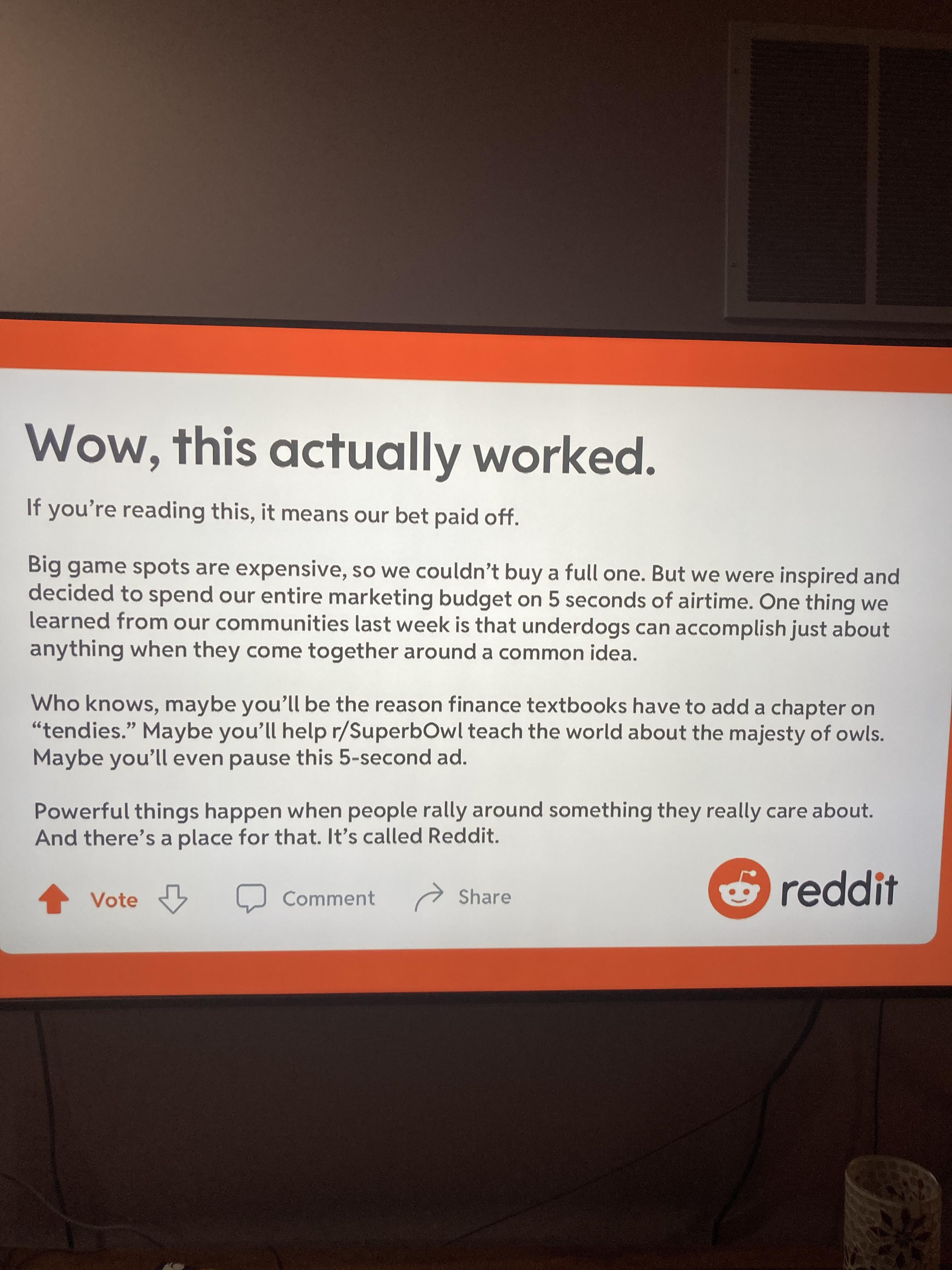 Reddit spends 'entire marketing budget' to air five-second ad