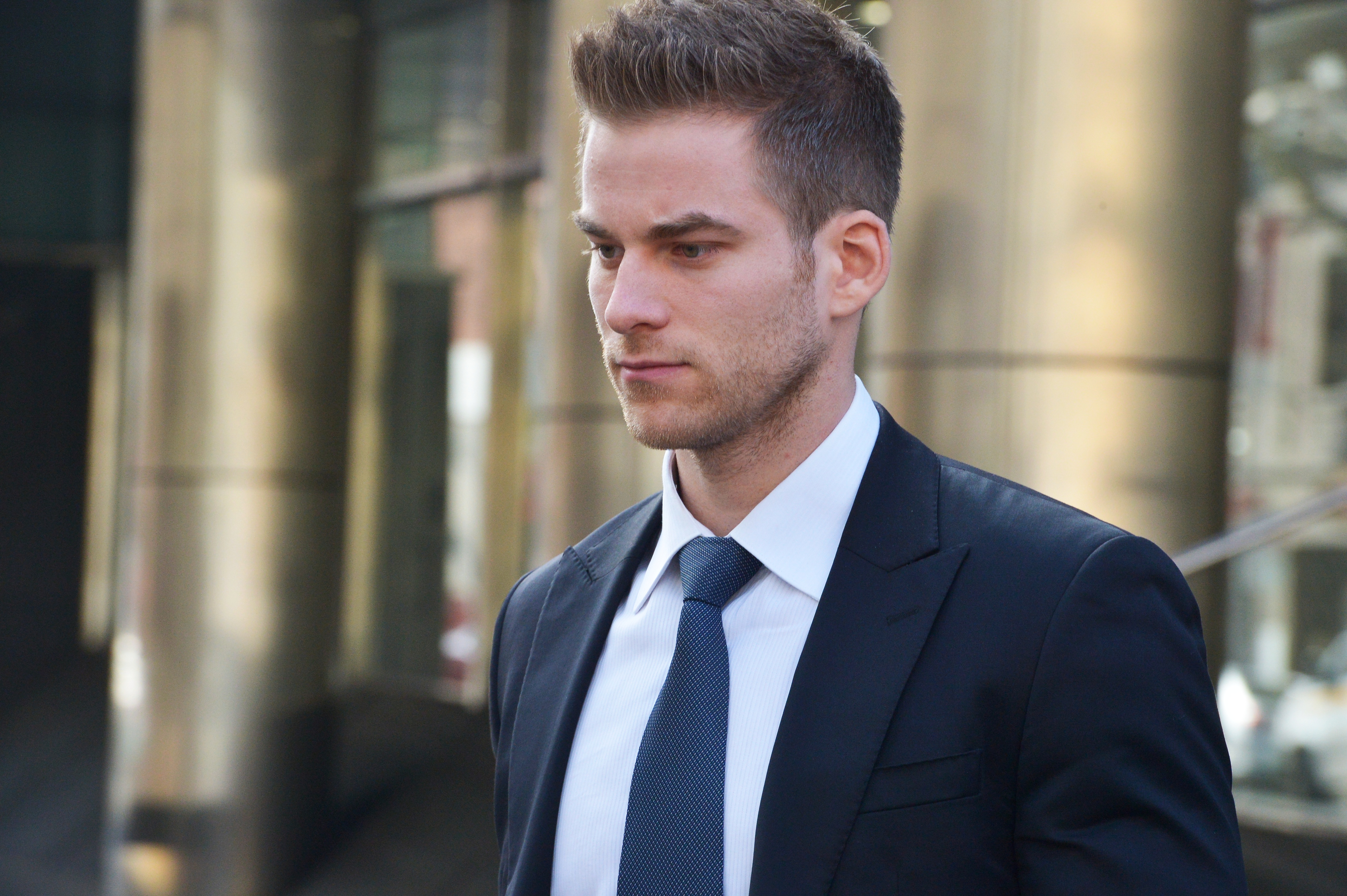 Lukas Kamay, pictured outside court back in 2014, was sentenced to seven years and three months jail, the longest term for insider trading, after pleading guilty to masterminding the $7 million crime.