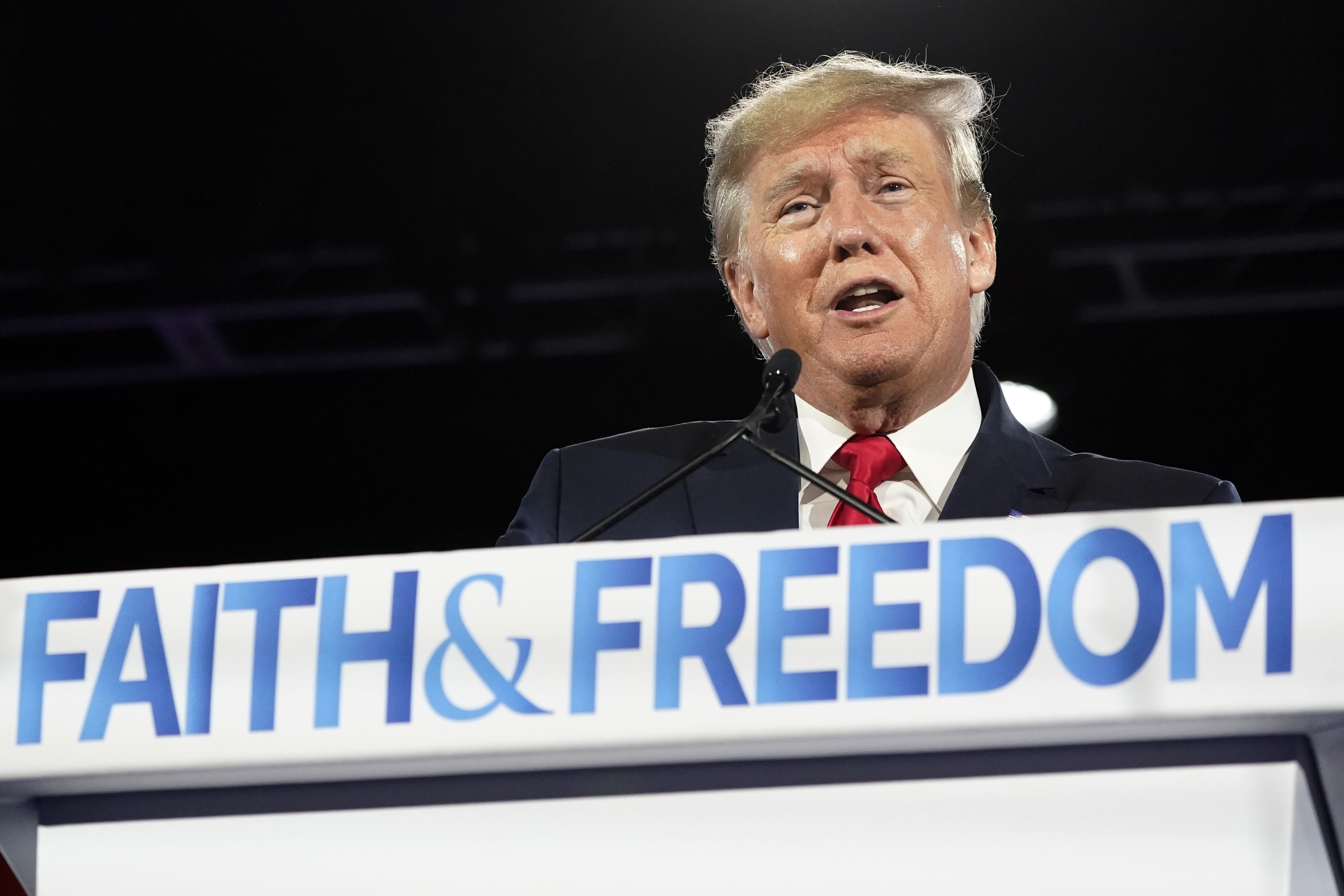 Former President Donald Trump speaks at the Road to Majority conference Friday, June 17, 2022, in Nashville, Tenn. (AP Photo/Mark Humphrey)