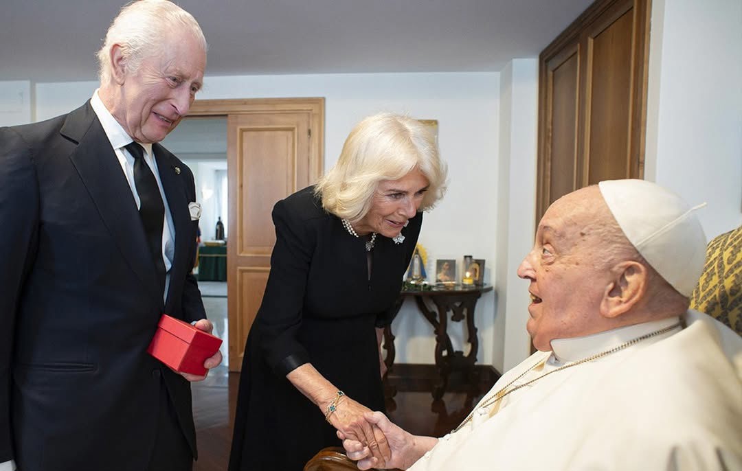 King Charles and Queen Camilla meet with Pope Francis