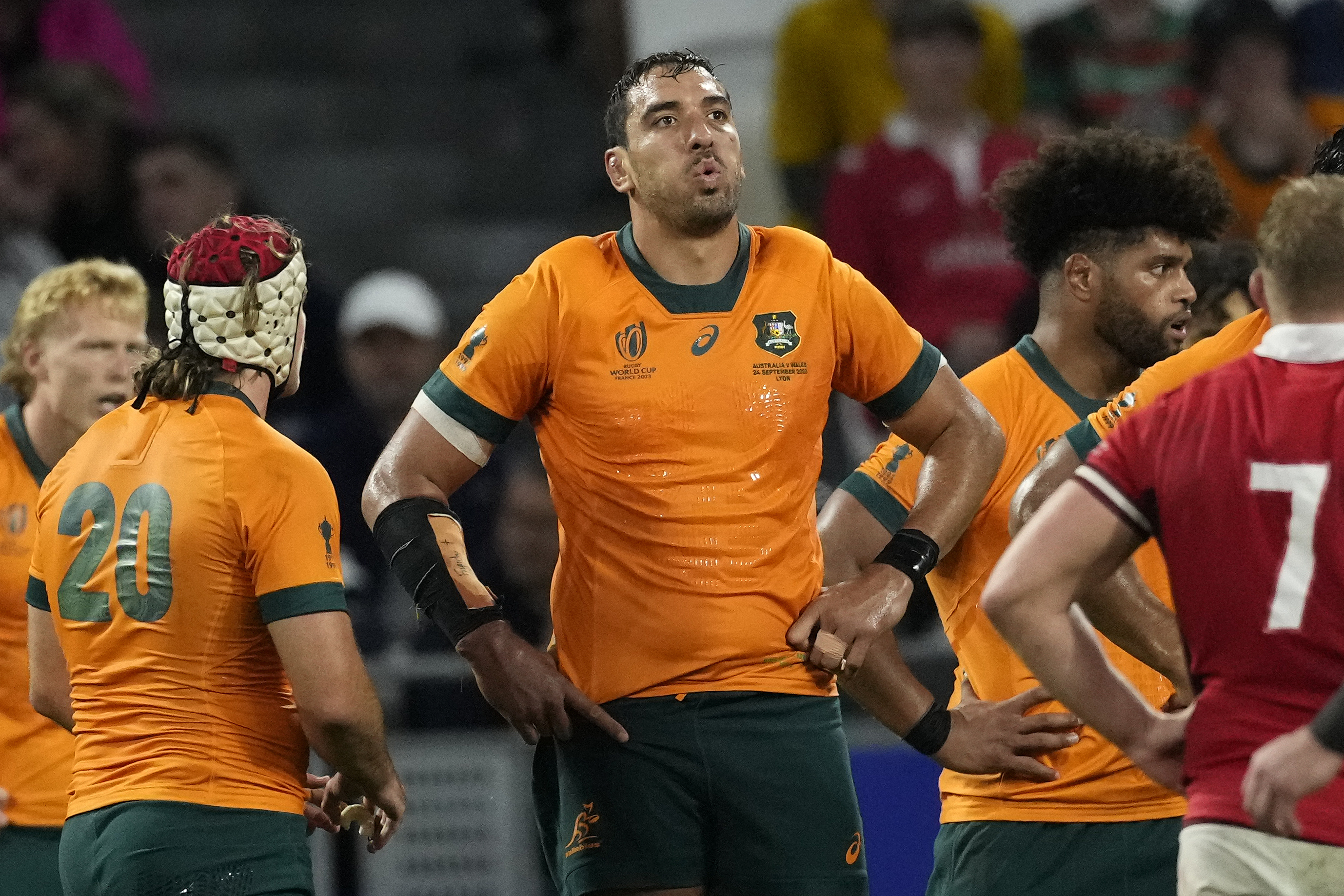 Richard Arnold reacts in Australia's defeat to Wales.