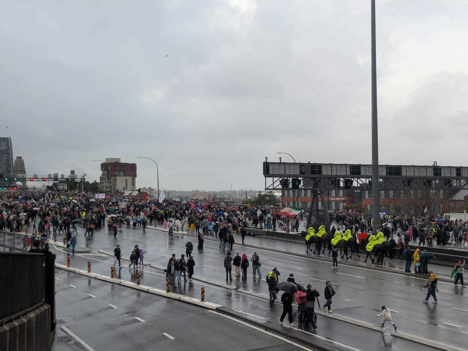 Protesters are being turned back from the Sydney Harbour Bridge as thousands tried to join.