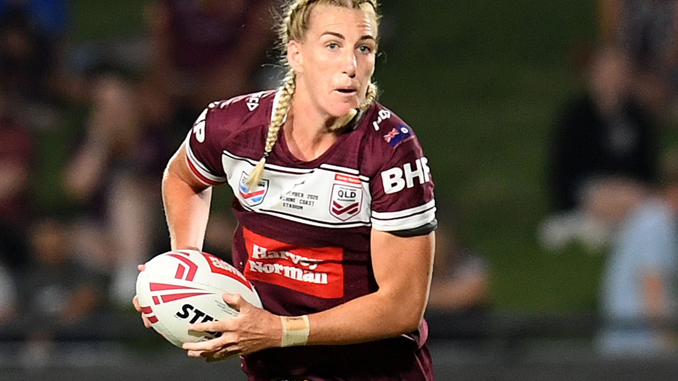 Maroons captain Ali Brigginshaw in action during the Women's State of Origin match between Queensland and New South Wales at Sunshine Coast Stadium on November 13, 2020.