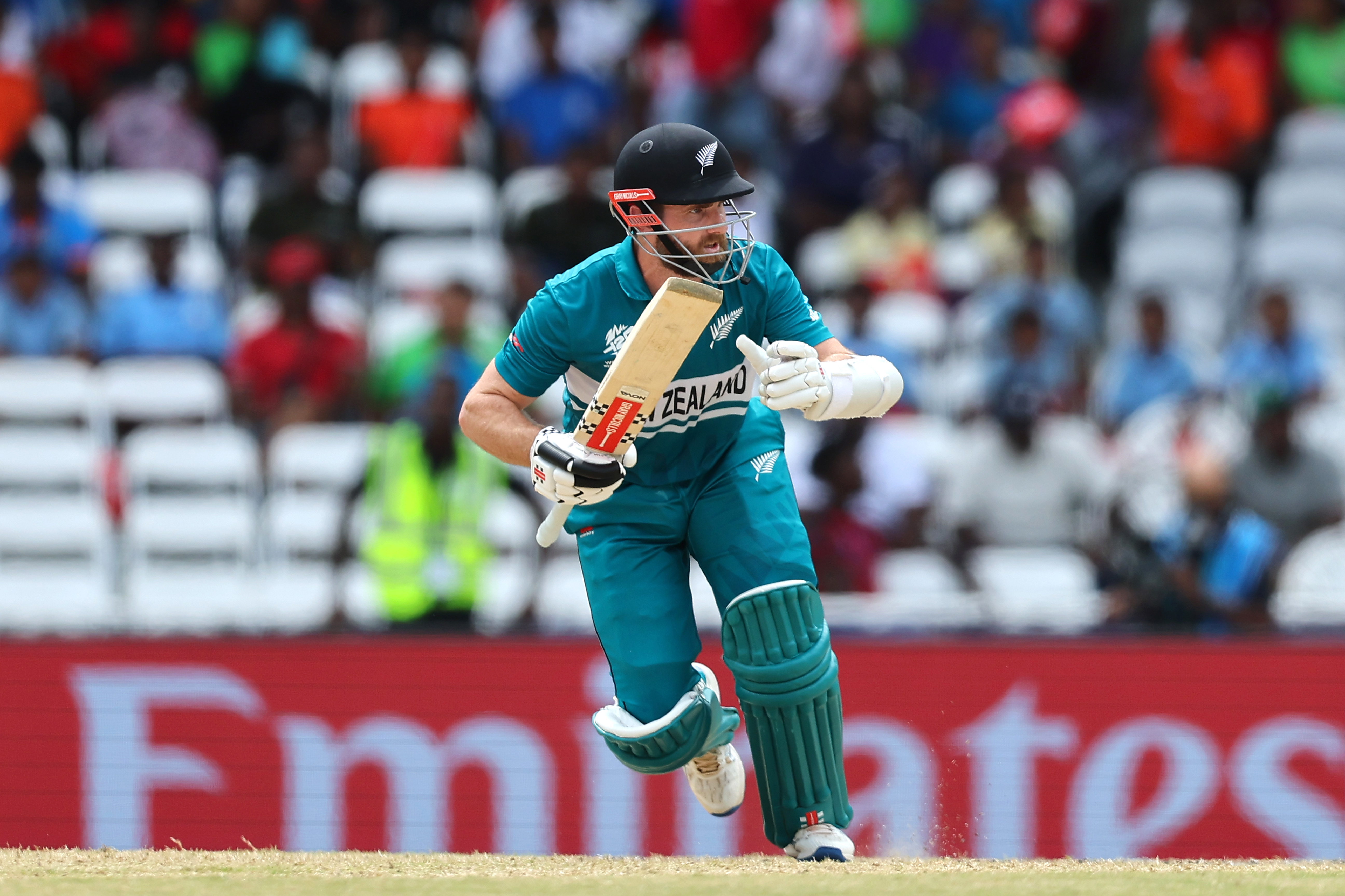 Kane Williamson bats during the ICC Men's T20 Cricket World Cup match between New Zealand and Papua New Guinea.