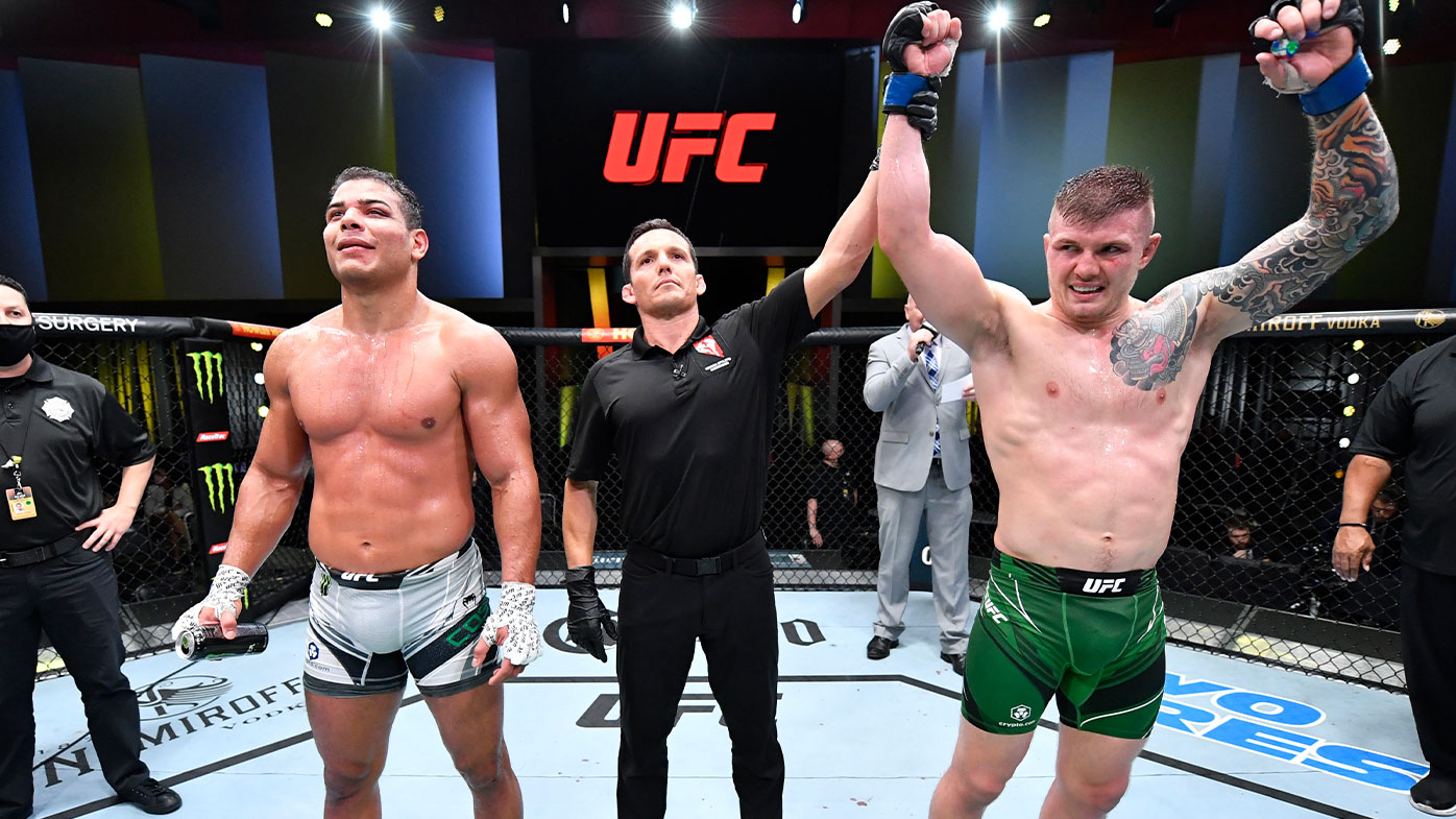 Marvin Vettori of Italy reacts after his victory over Paulo Costa of Brazil 