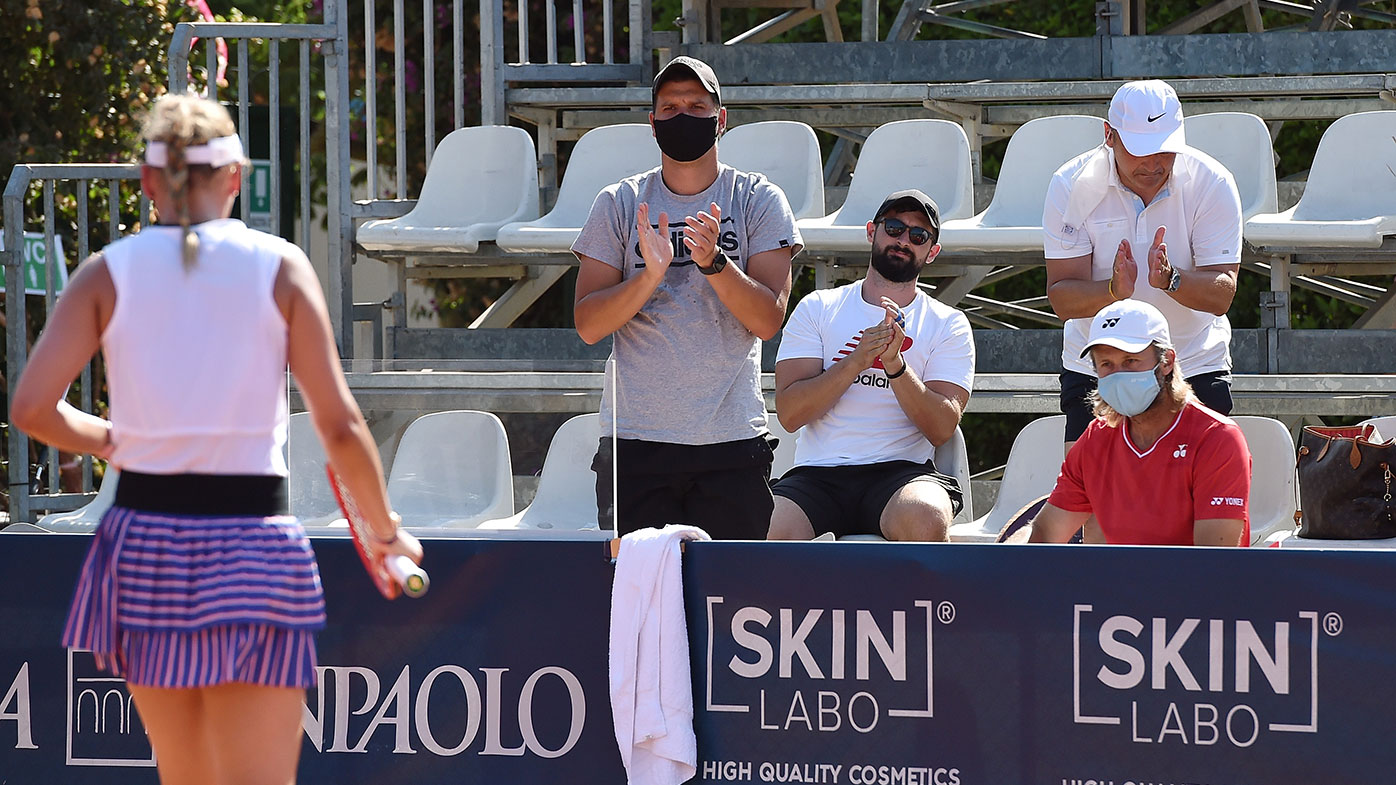 Fans of Donna Vekic of Croatia celebrate during the match against Arantxa Rus of Netherlands during the 31st Palermo Ladies Open.