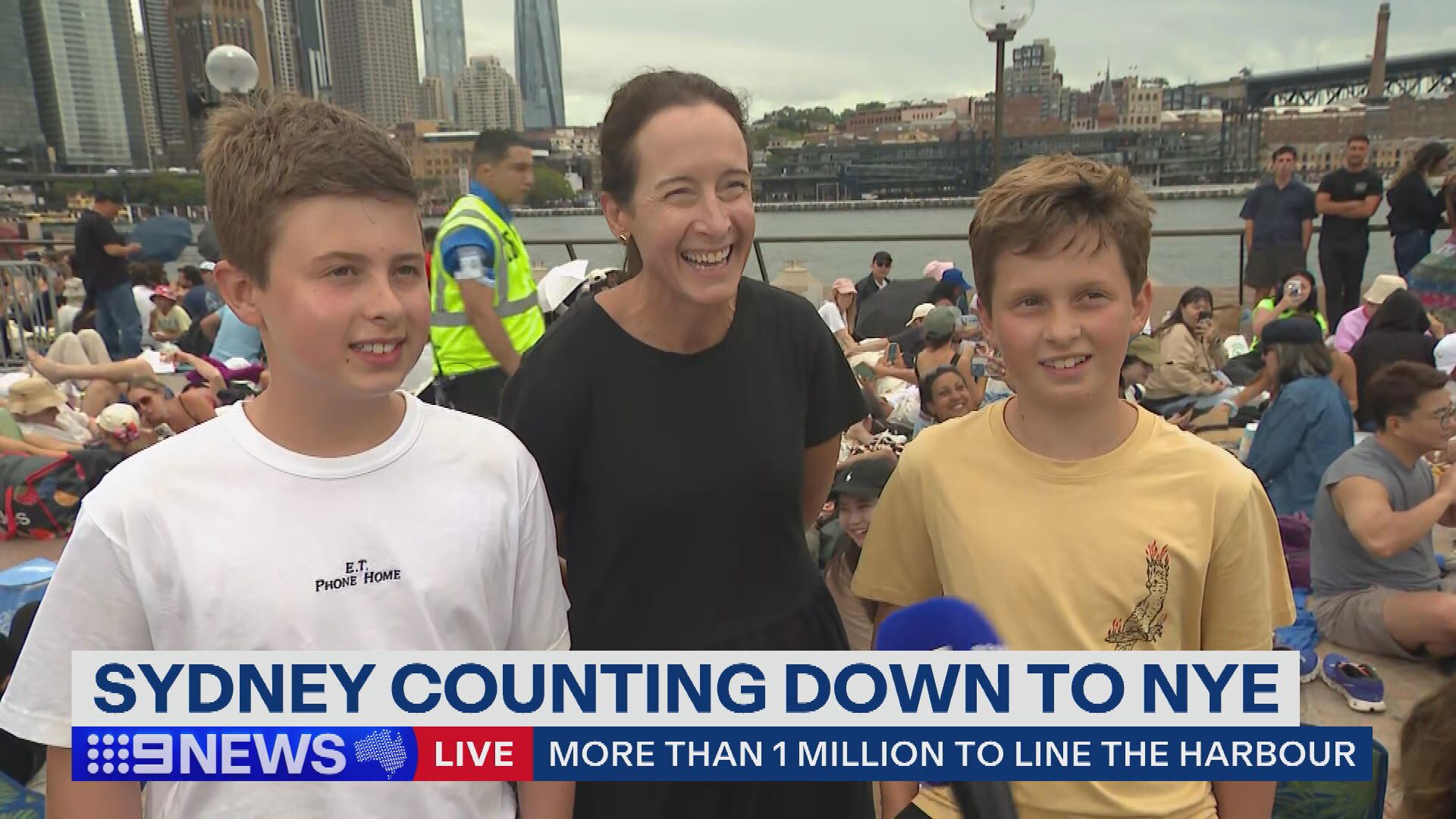 One dedicated mum and her two sons arrived in the Sydney CBD at about 11.30am to secure a front row seat to the action.