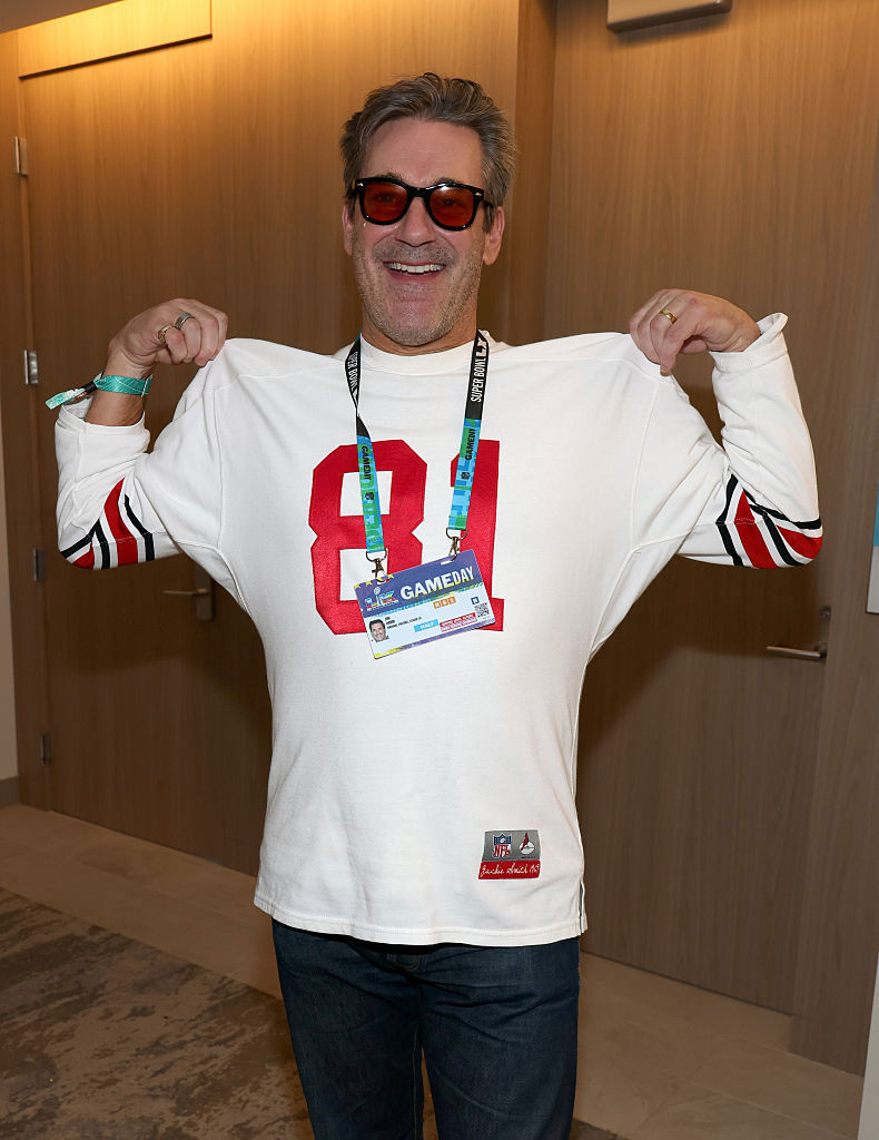 Jon Hamm attends the Super Bowl LX Pregame at Levi's Stadium on February 08, 2026 in Santa Clara, California.