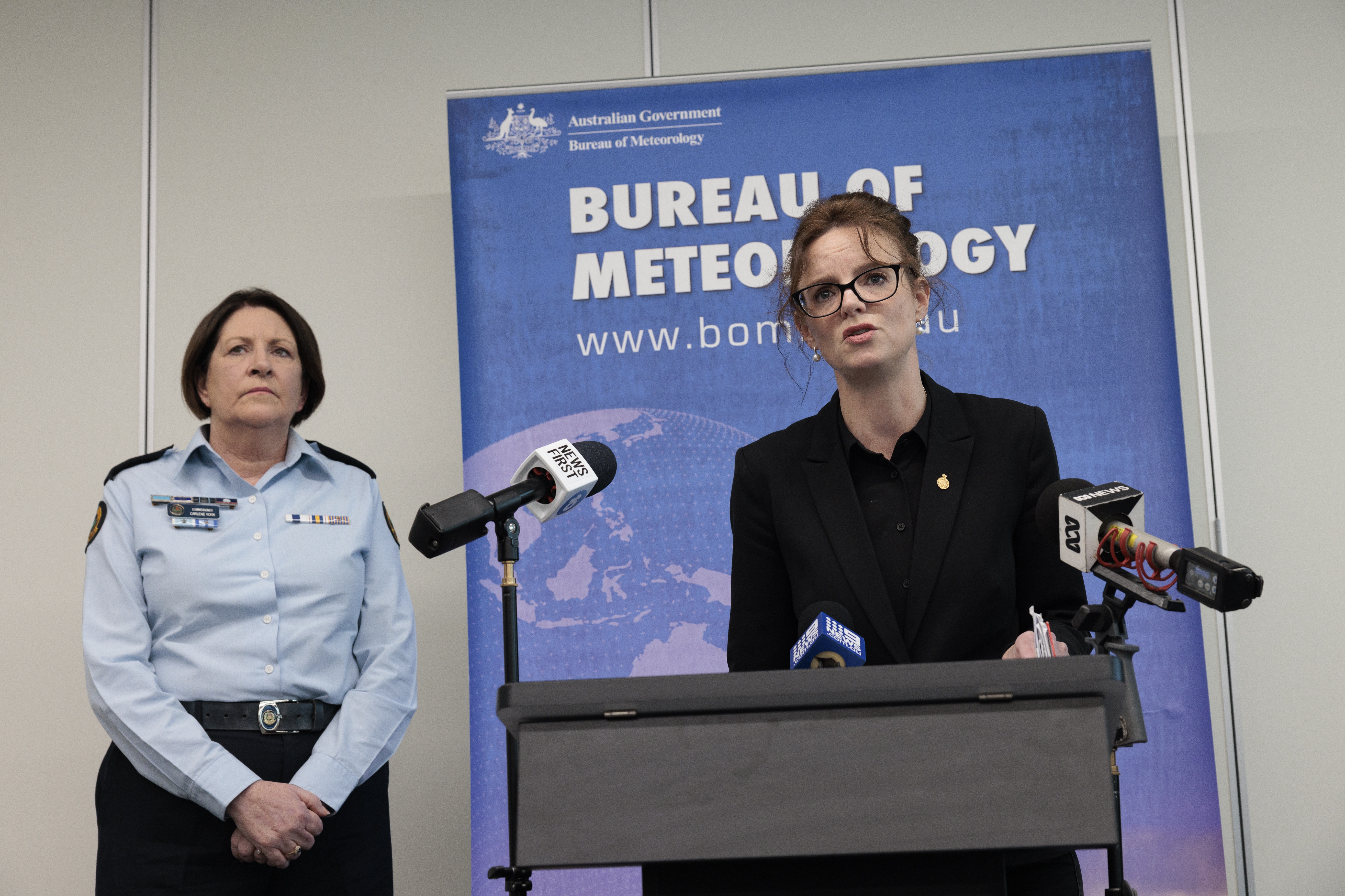 Minister for Emergency Services and Resilience and Minister for Flood Recovery Steph Cooke gives an update on the severe weather warning on for the North Coast on 22 September, 2022. Photo: Brook Mitchell