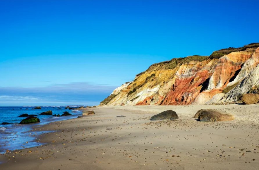 Moshup Beach, Martha's Vineyard, Massachusetts:Located right below an ancient lighthouse, Moshup lies beneath rust-colored sandstone cliffs that were declared a National Natural Monument in 1966. It's free of charge to anyone who wants to take their clothes off.