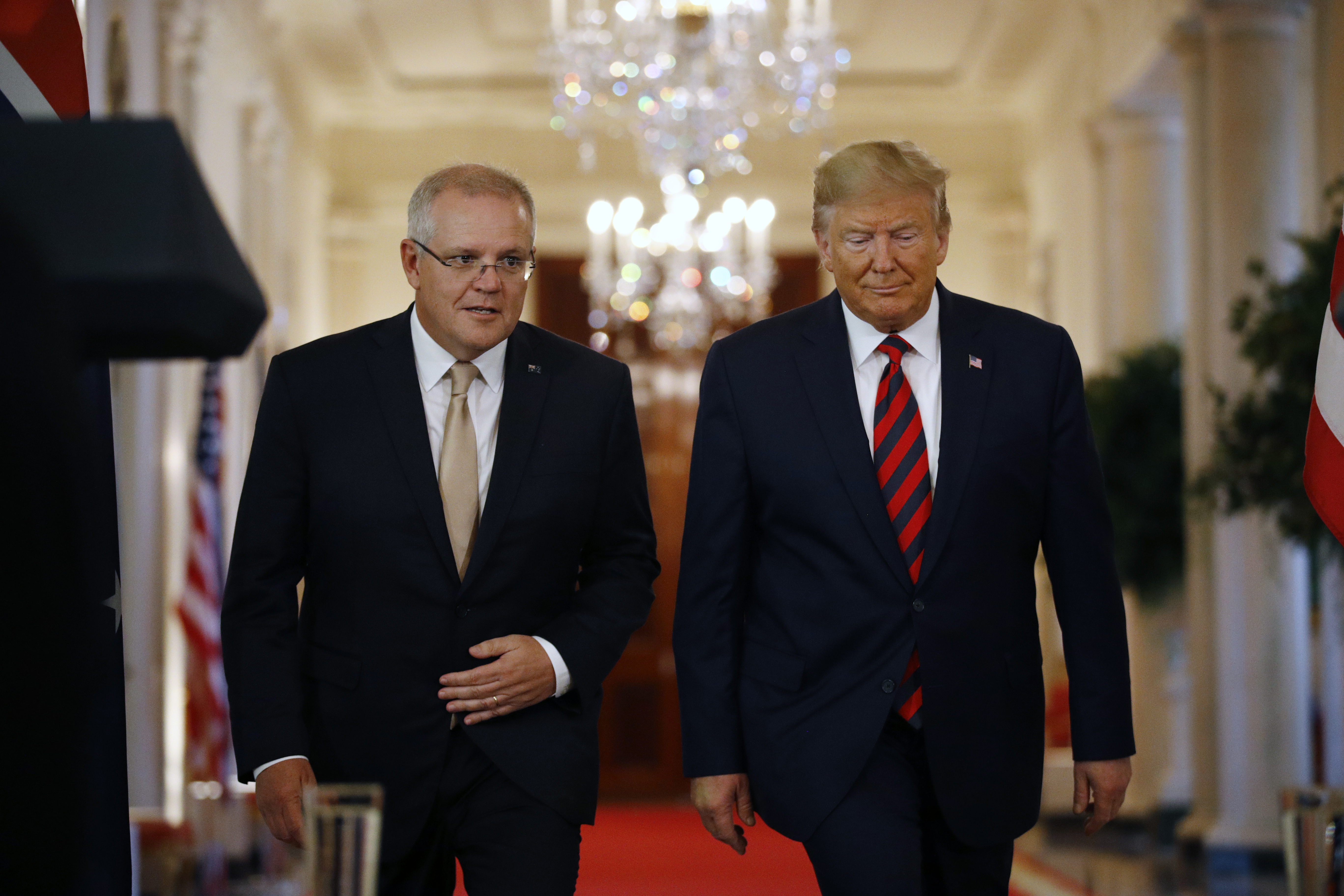 El ex primer ministro Scott Morrison y Donald Trump en la Casa Blanca en septiembre de 2019.