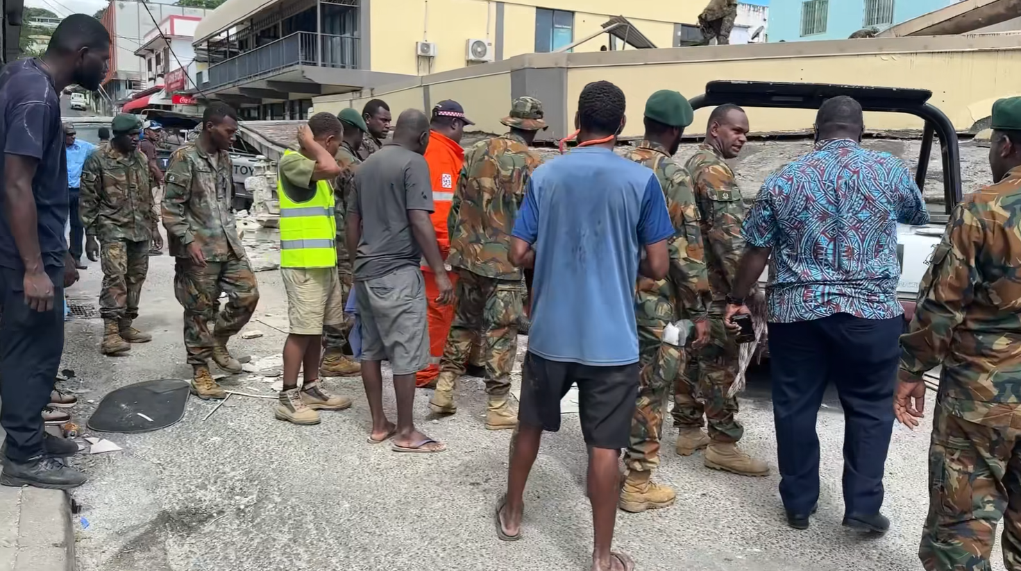 Footage posted to social media appeared to show buildings collapsed on the Kumul HIghway in Port Vila.