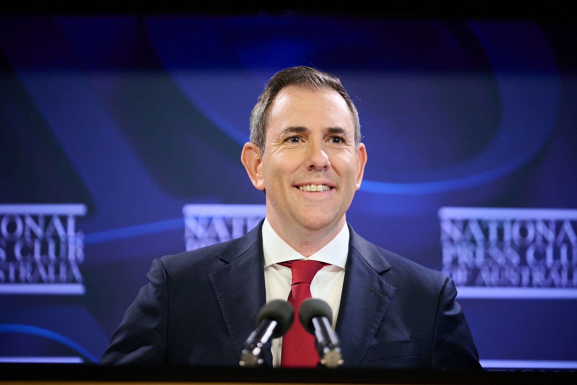 Australian Treasurer Jim Chalmers during an address at the National Press Club in Canberra.