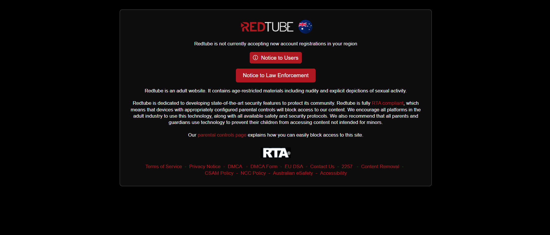 Several Aylo-owned adult sites have stopped accepting new Australian registrations.