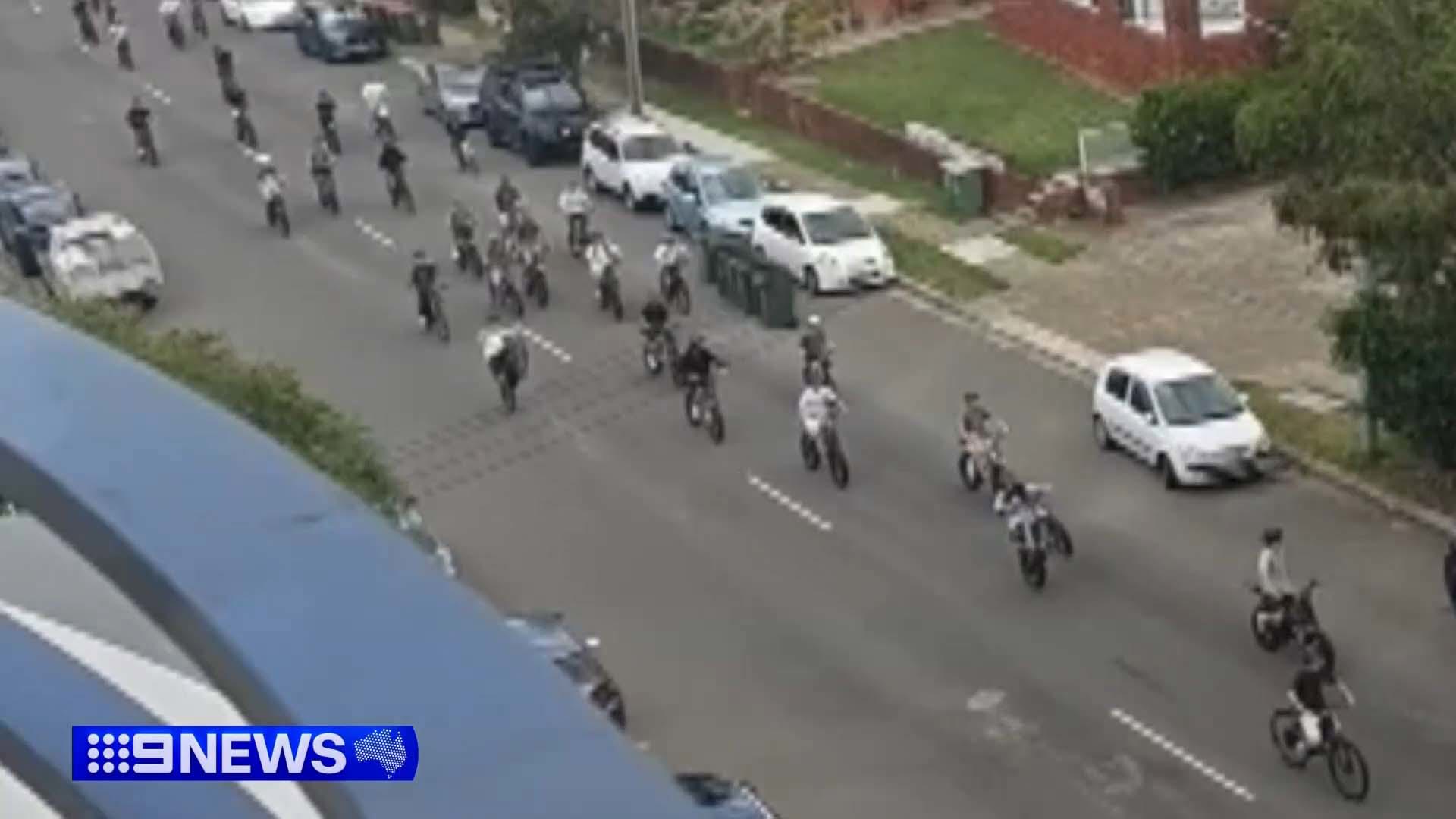 Footage from Cronulla shows electric mob on wheels charging down a main road.