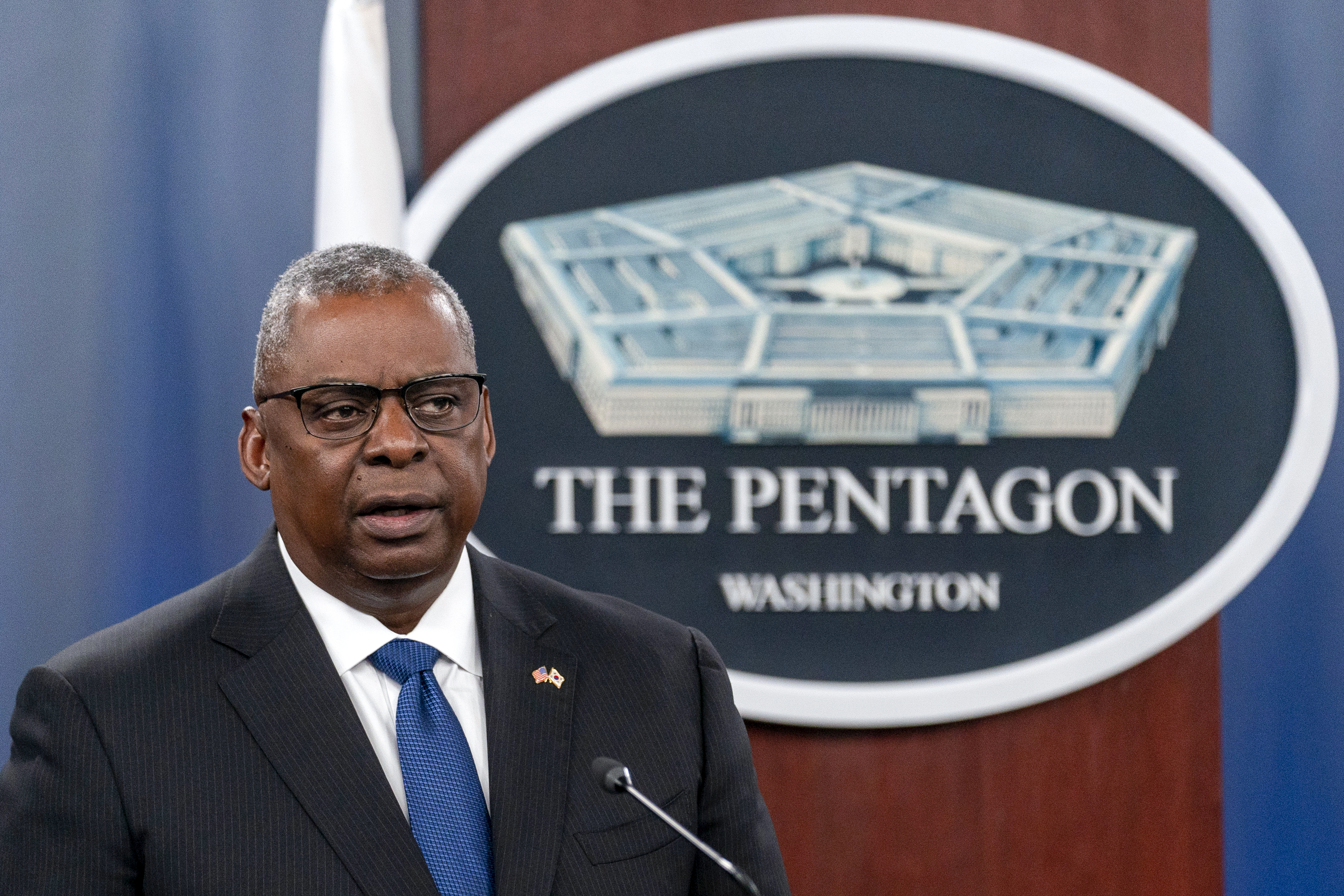 El secretario de Defensa, Lloyd Austin, habla durante una conferencia de prensa en el Pentágono, el 3 de noviembre de 2022, en Washington. 