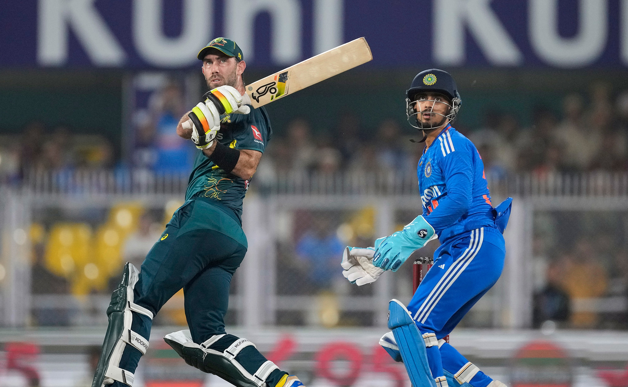 Australia's Glenn Maxwell on his way to a record equalling century.