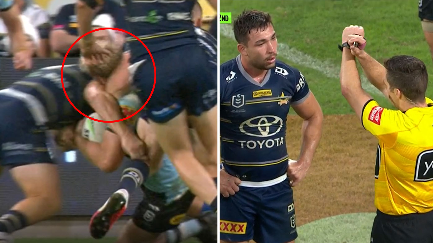 Reece Robson sin-binned for a tackle on Aiden Tolman