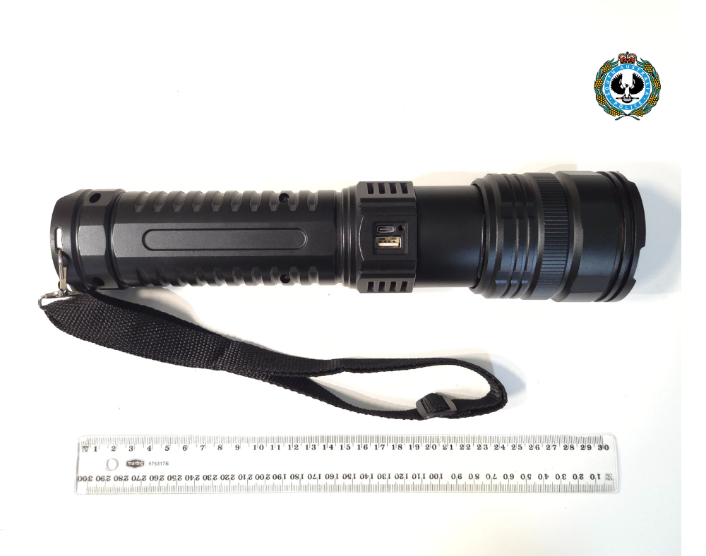 Man arrested in his front yard while allegedly shining a torch at a plane