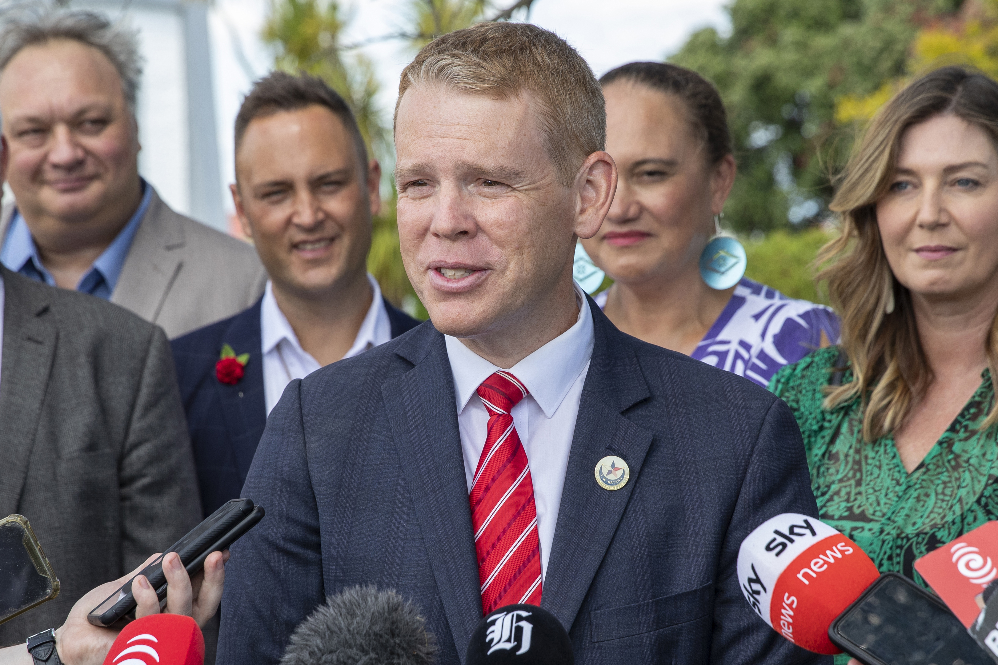 New Zealand's incoming Prime Minister Chris Hipkins speaks in Ratana, New Zealand, Tuesday, Jan. 24, 2023