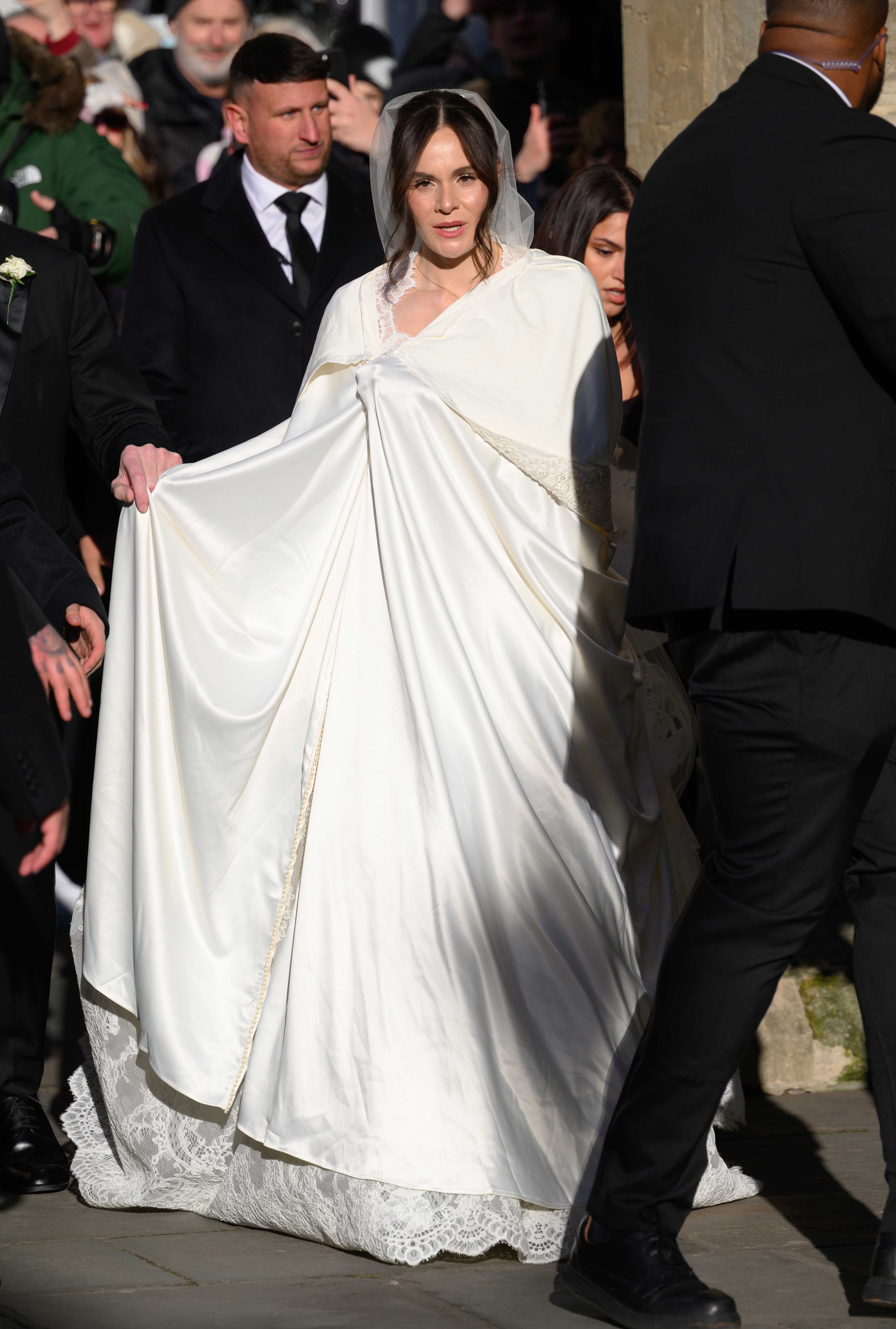 Guests arrive for the Wedding of Holly Ramsay and Adam Peaty at Bath Abbey on 27th December 2025 in Bath, Somerset, UK.