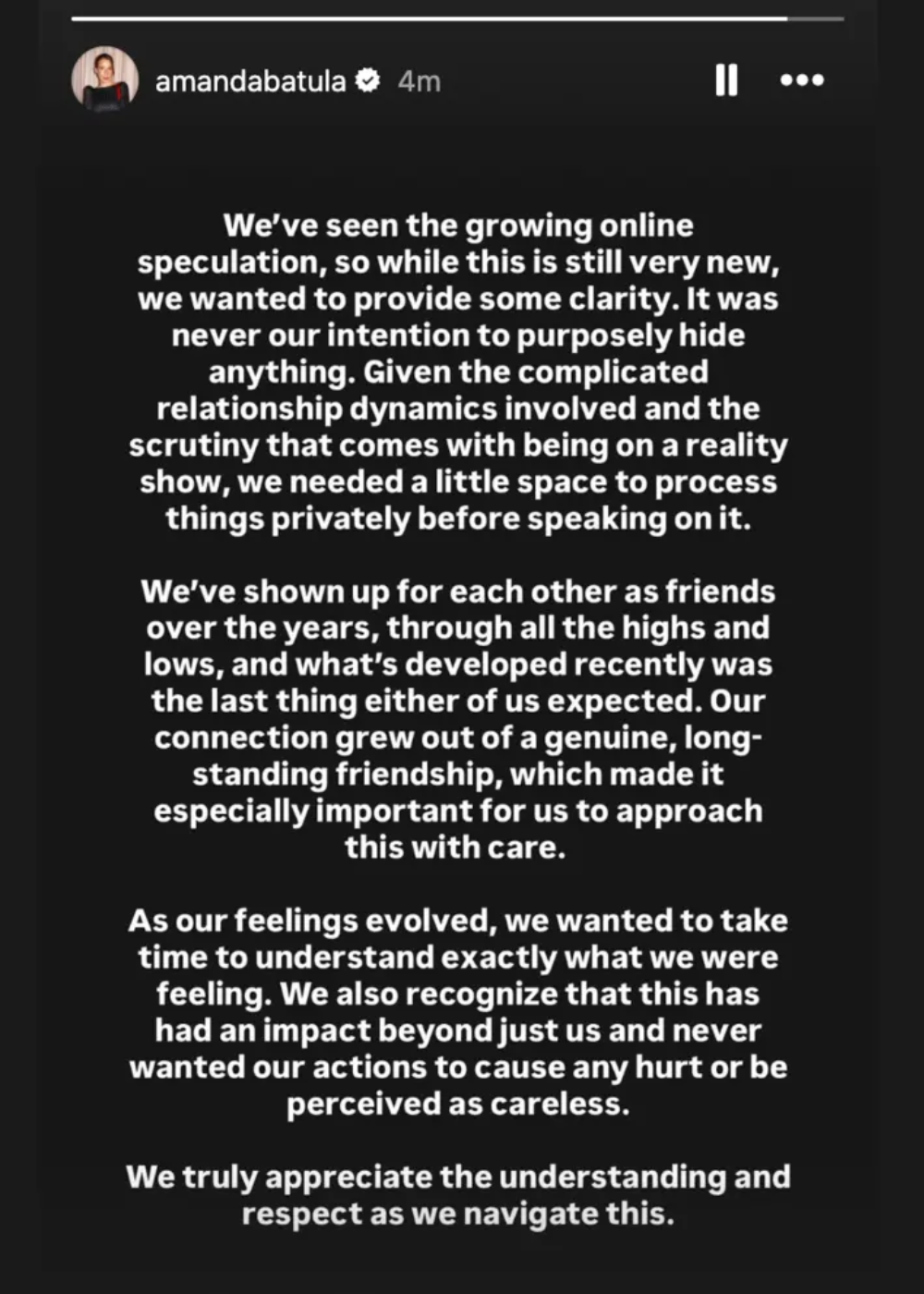 Summer House star Amanda Batula addresses West Wilson relationship in statement on Instagram