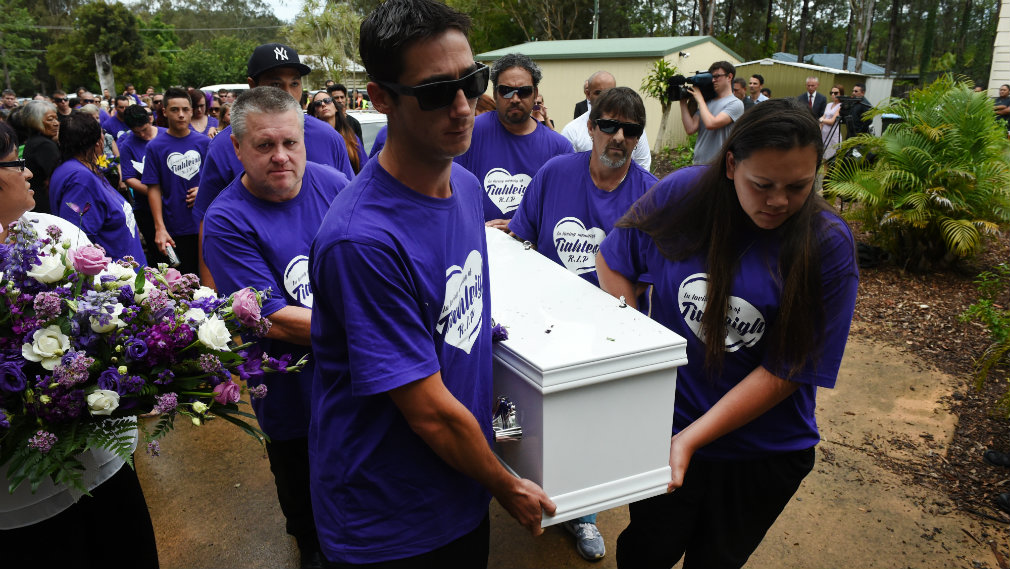 Rick Thorburn (left) was a pallbearer at Tiahleigh's funeral. Picture: AAP