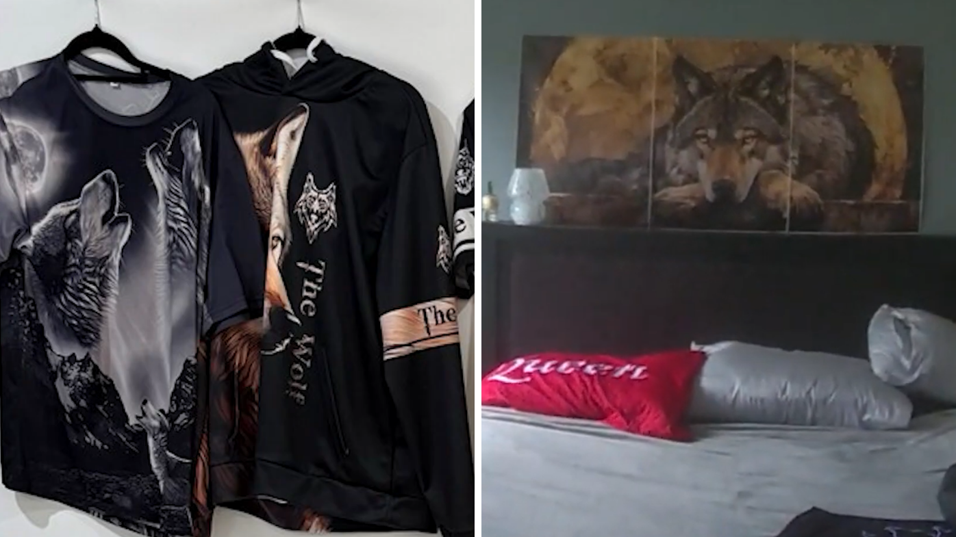 Wolf clothing, painting found as alleged Lone Wolf bikie associate arrested