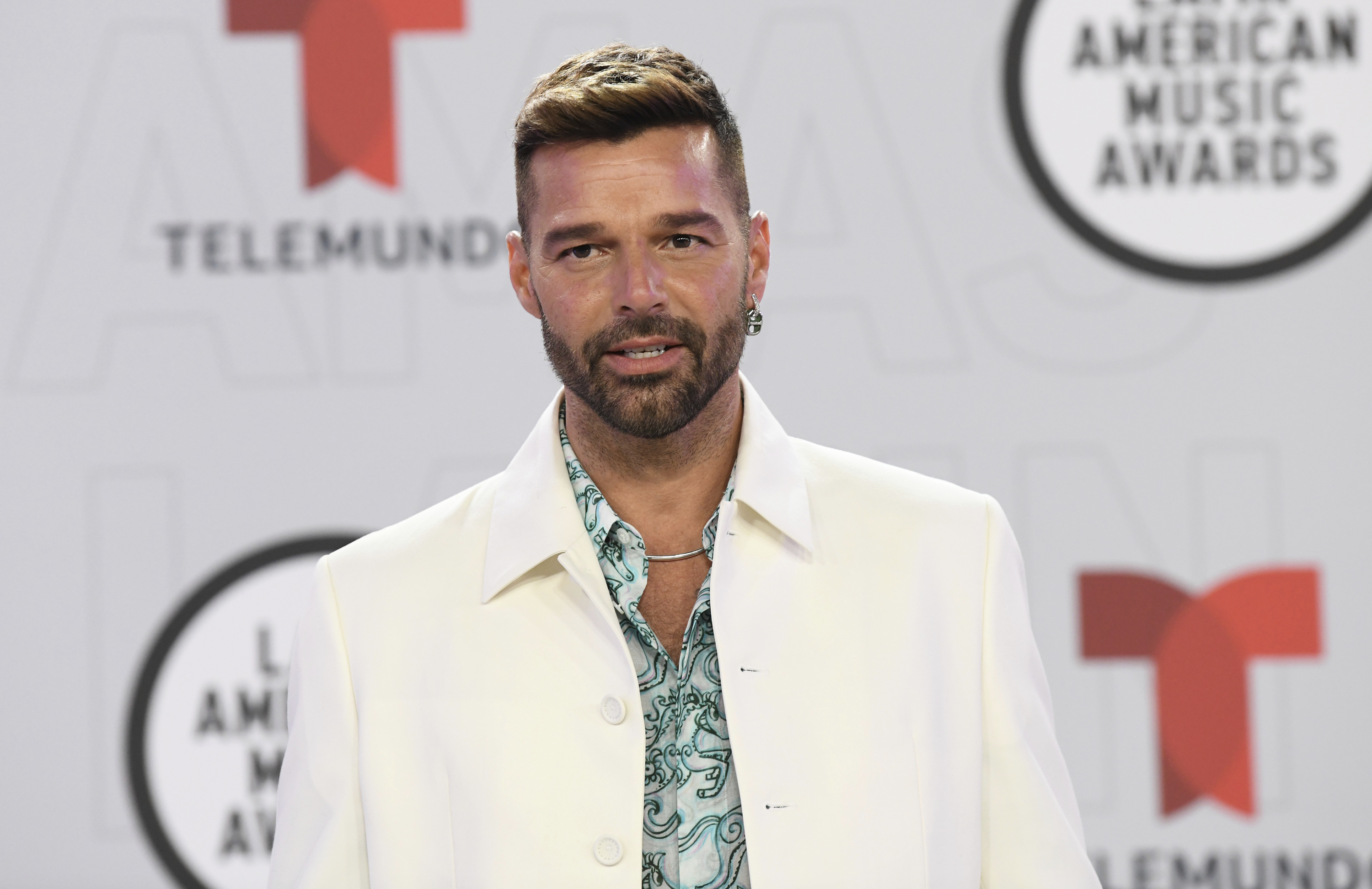 Ricky Martin arrives at the Latin American Music Awards at the BB&T Center on Thursday, April 15, 2021, in Sunrise, Florida