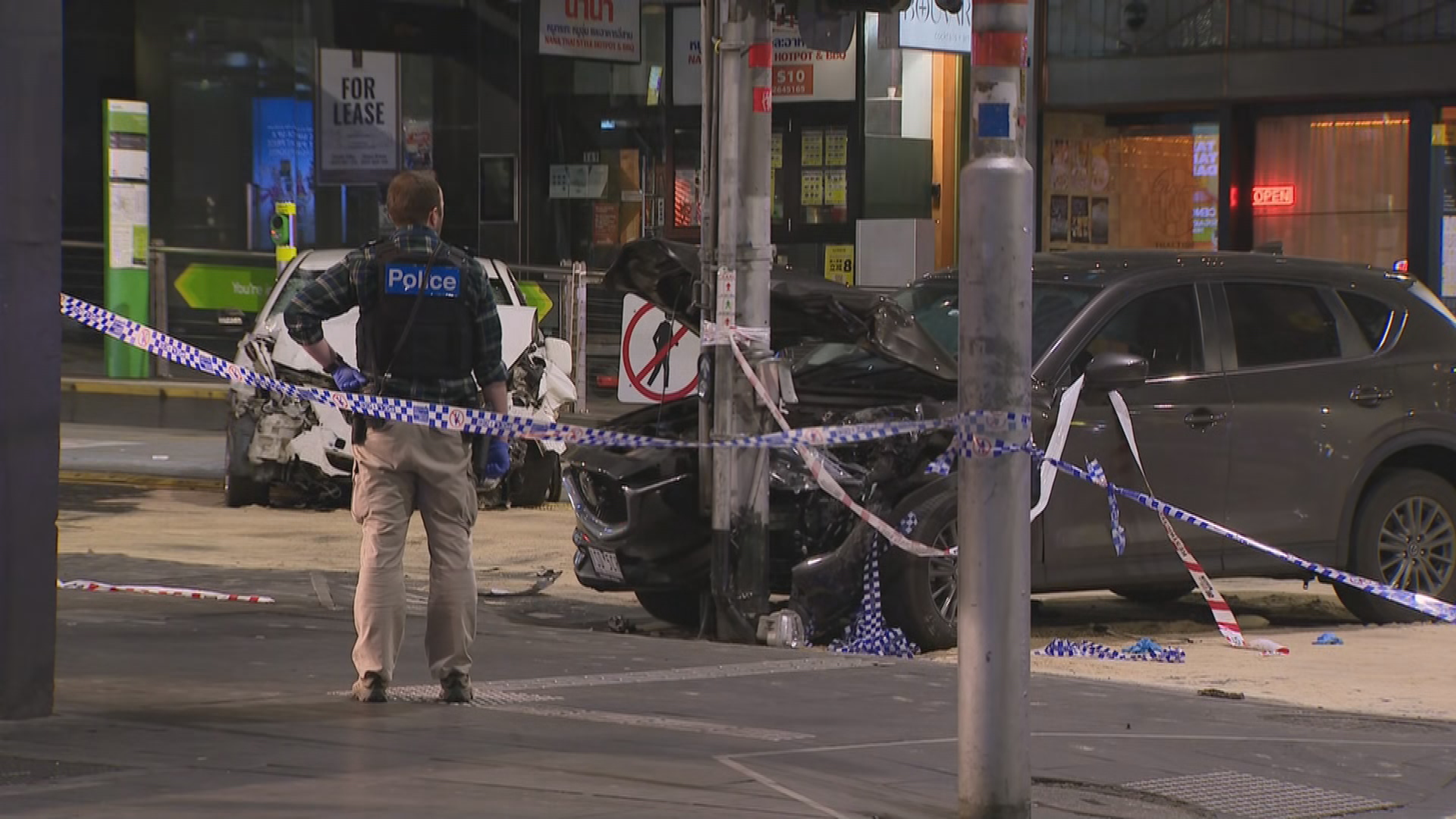 A﻿ car has crashed into pedestrians in Melbourne's CBD.