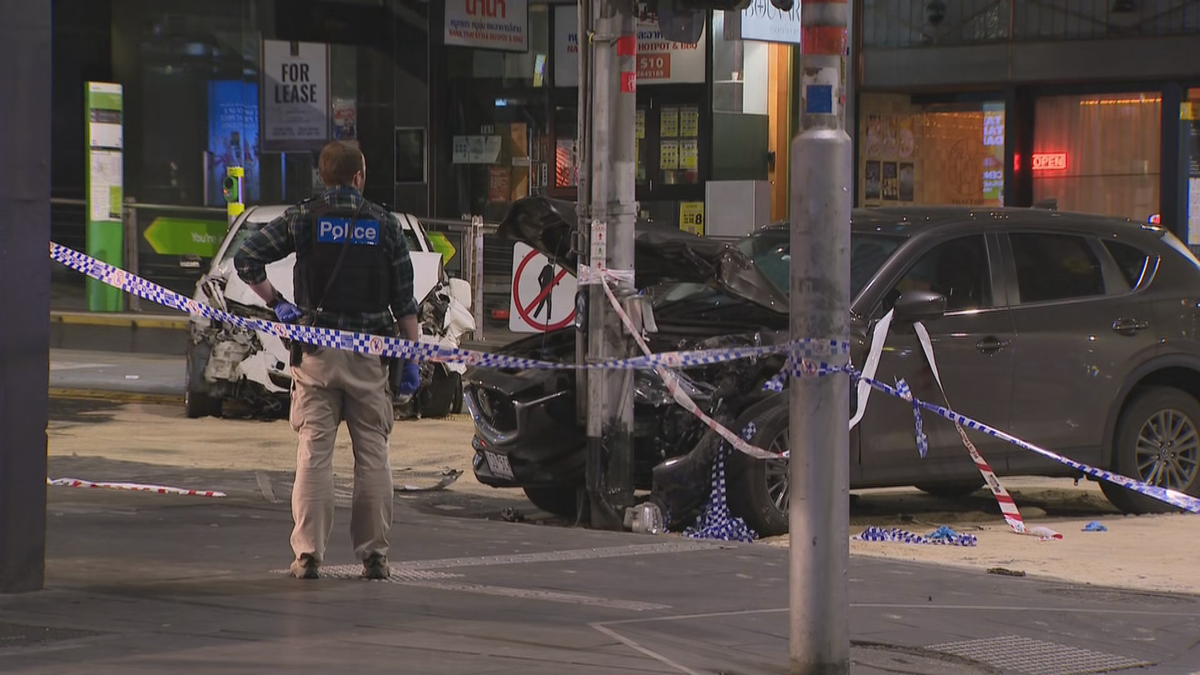 A car has crashed into pedestrians in Melbourne's CBD.