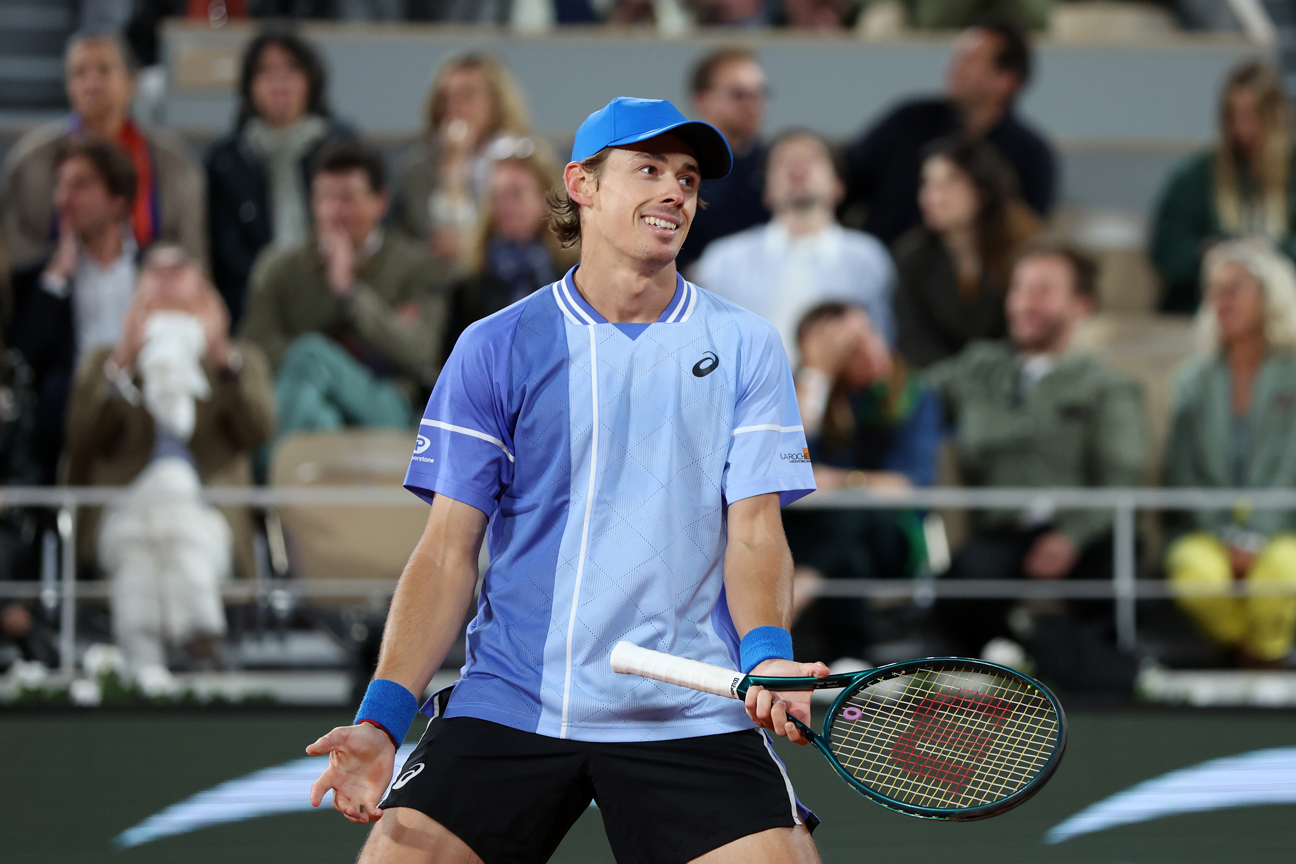 Alex de Minaur of Australia reacts against Alexander Zverev of Germany during their quarter final.