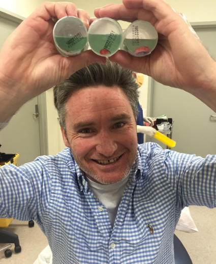 Dave Hughes after a skin cancer removal procedure in 2016.