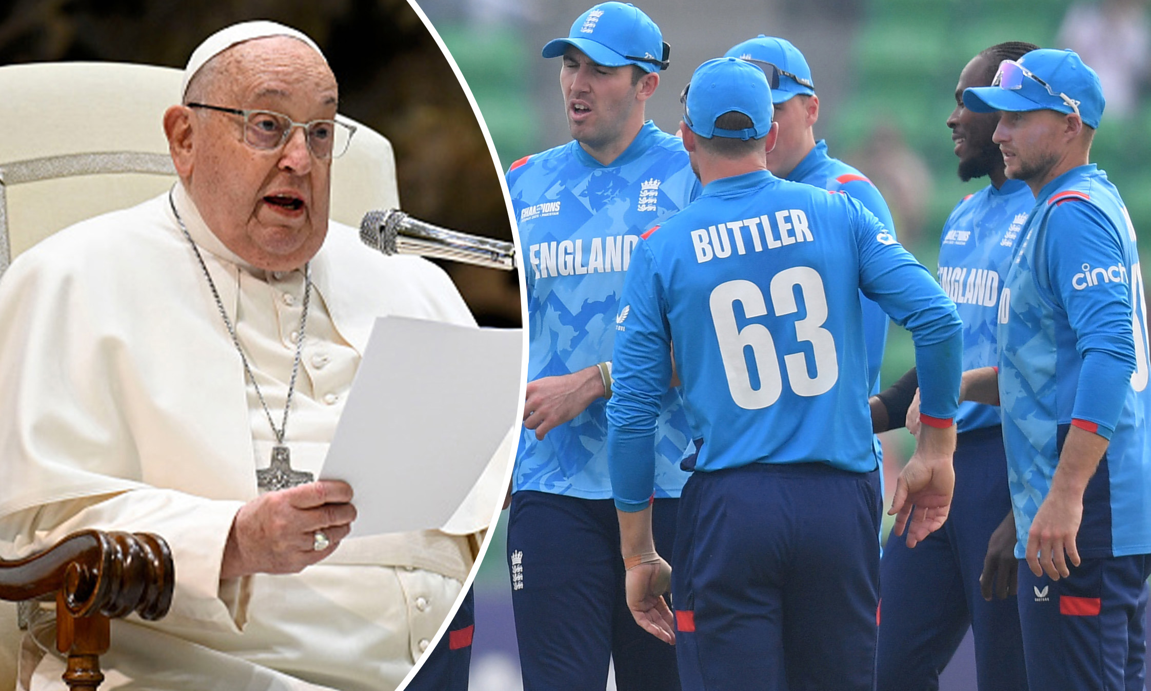 Pope Francis and the English cricket team.