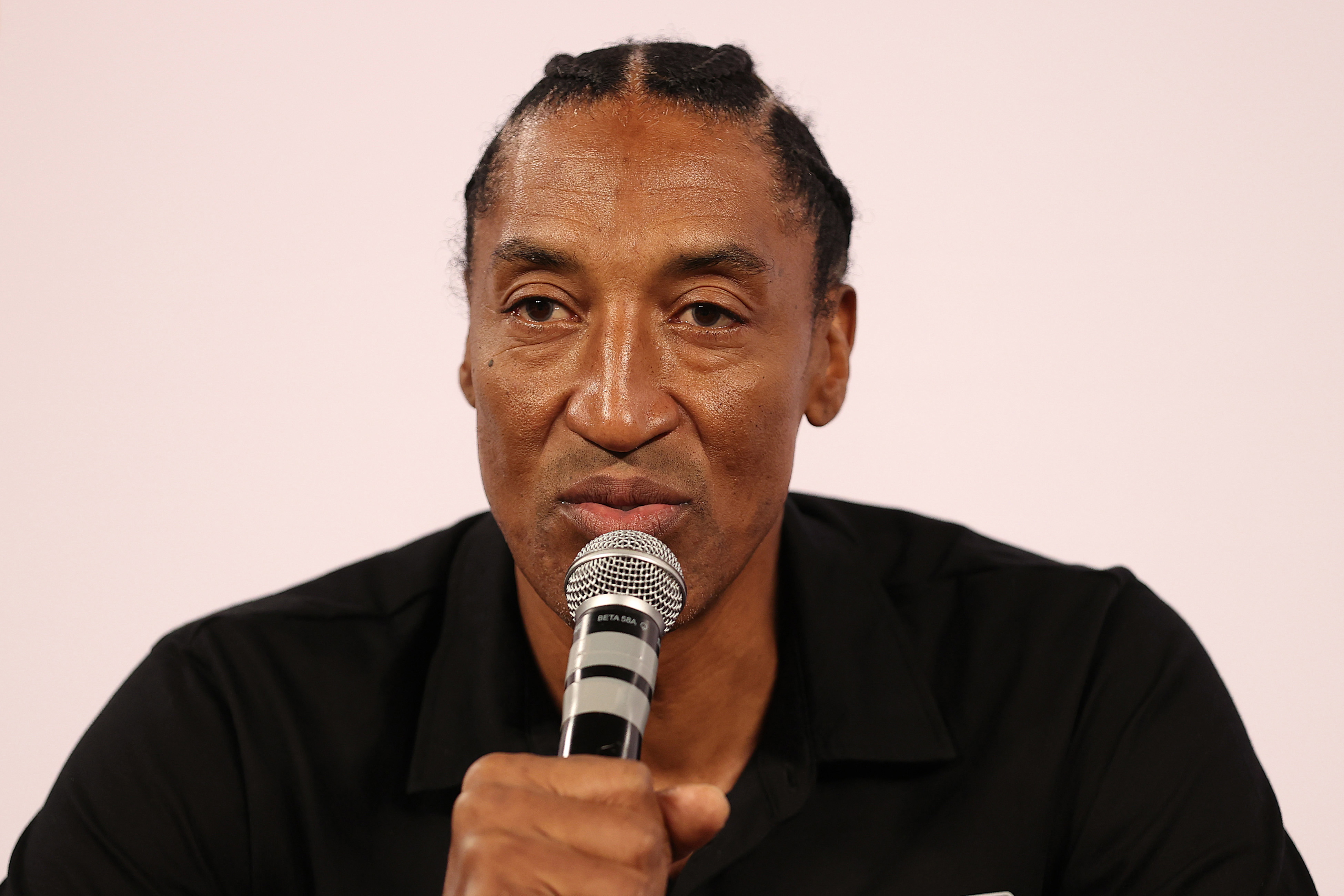 Scottie Pippen speaks to media during the 2024 NBL finals launch.