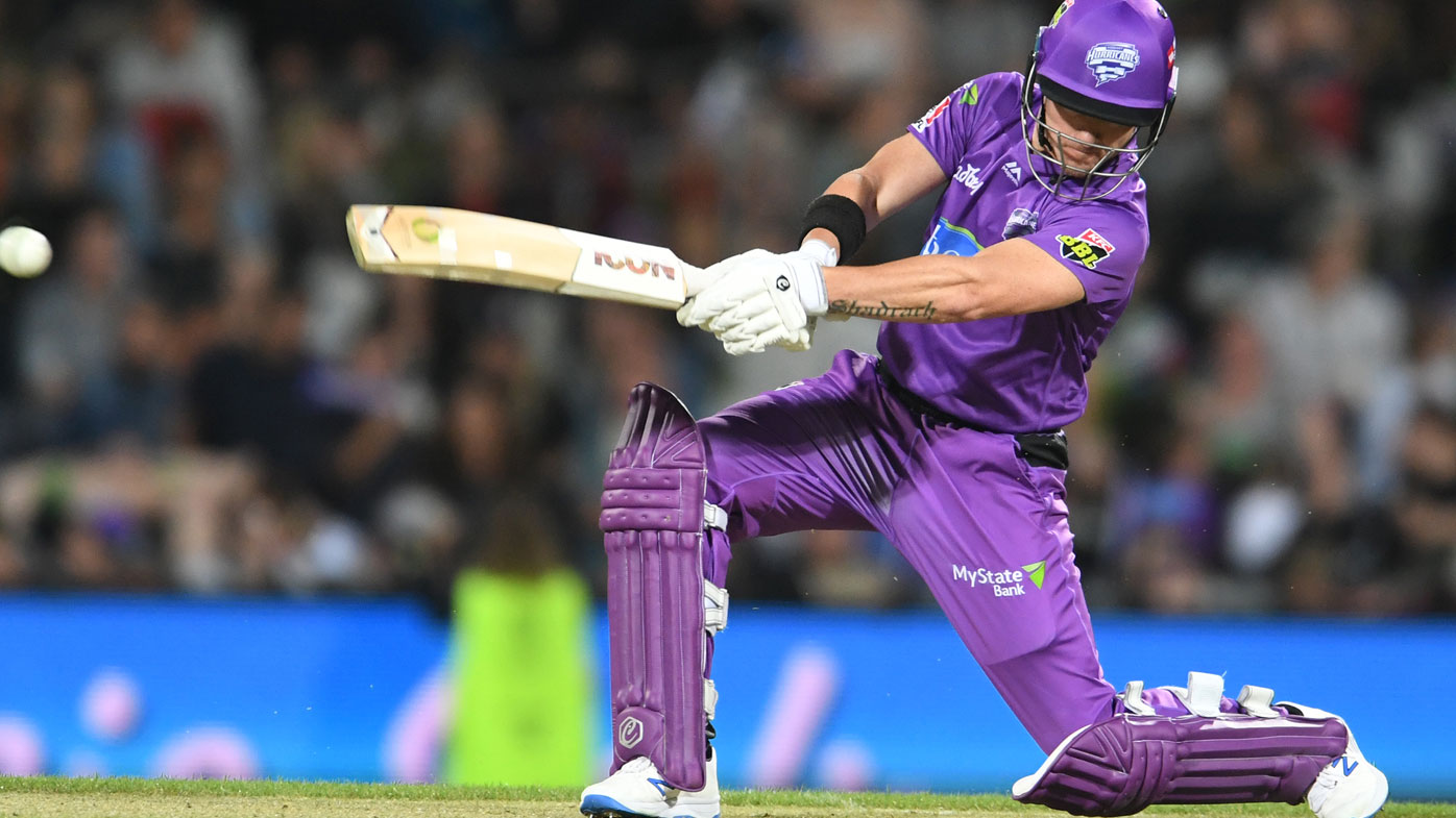 D'Arcy Short of the Hobart Hurricanes at the crease in Tasmania.
