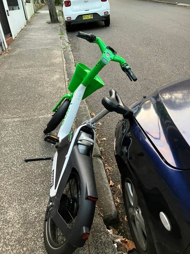 The motorist said their car was scratched by a Lime bike which they found parked against their vehicle.