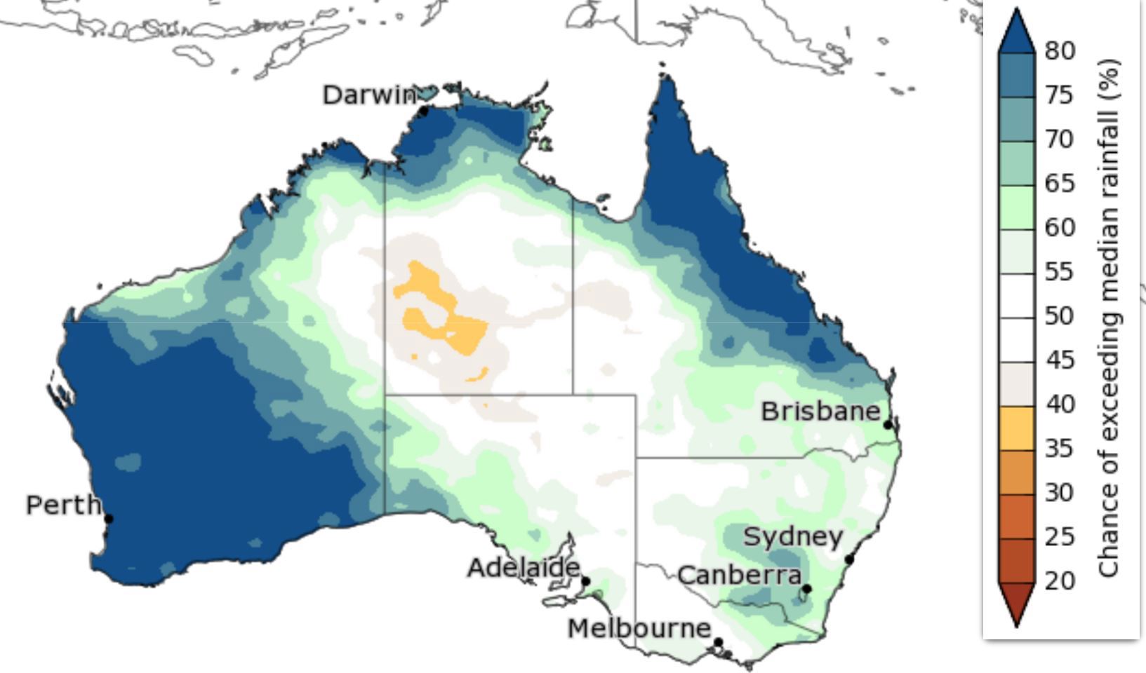 Rainfall forecast in Australia November 2024