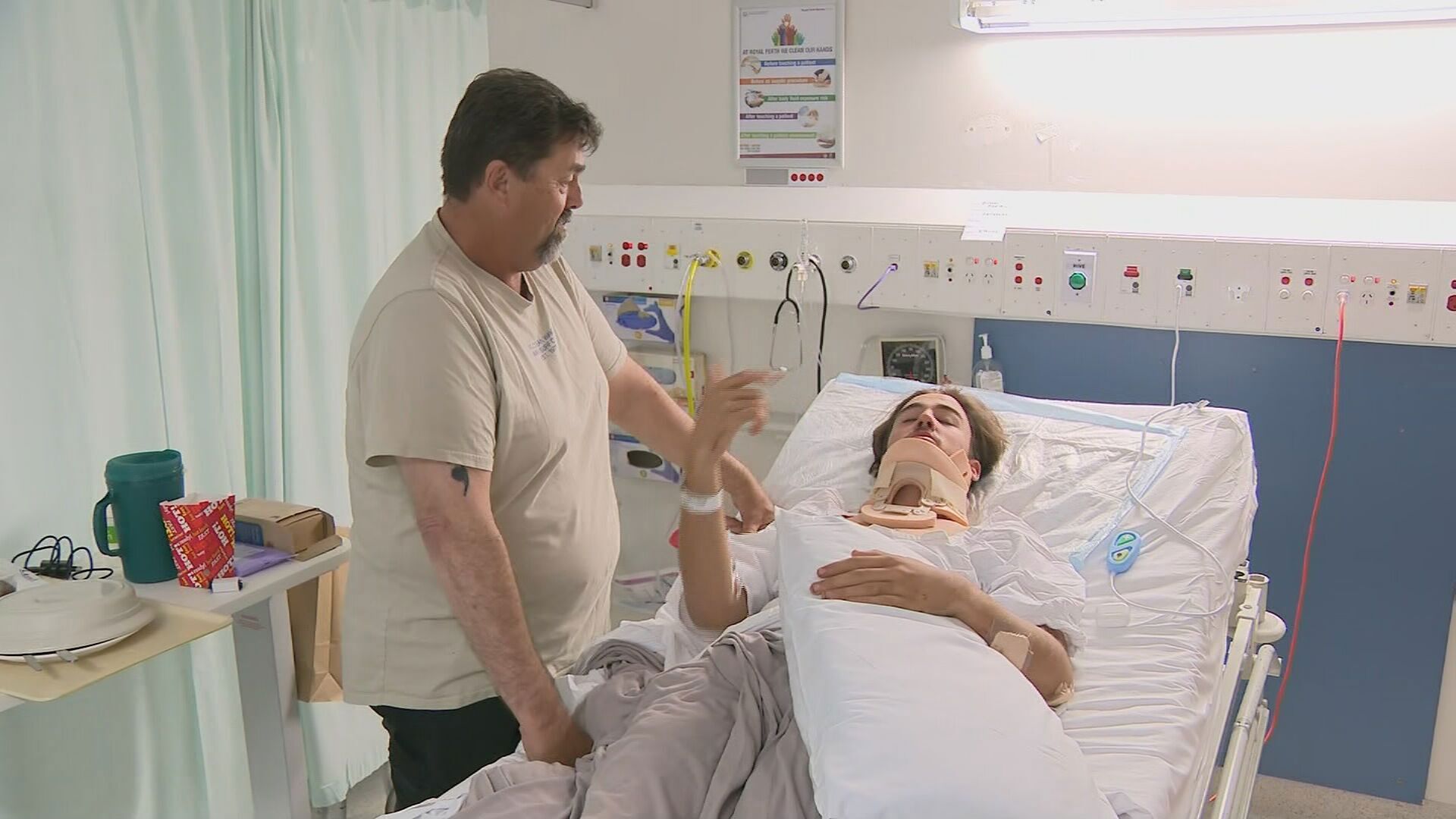 A 16-year-old boy who survived a 10-metre cliff plunge while hiking in Martin, south-east of Perth, has spoken from hospital.