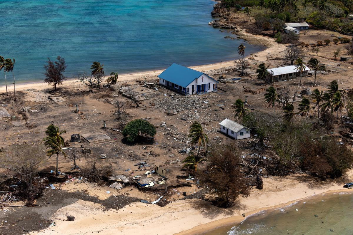 Tonga volcano eruption tsunami aerial reconnaissance photographs