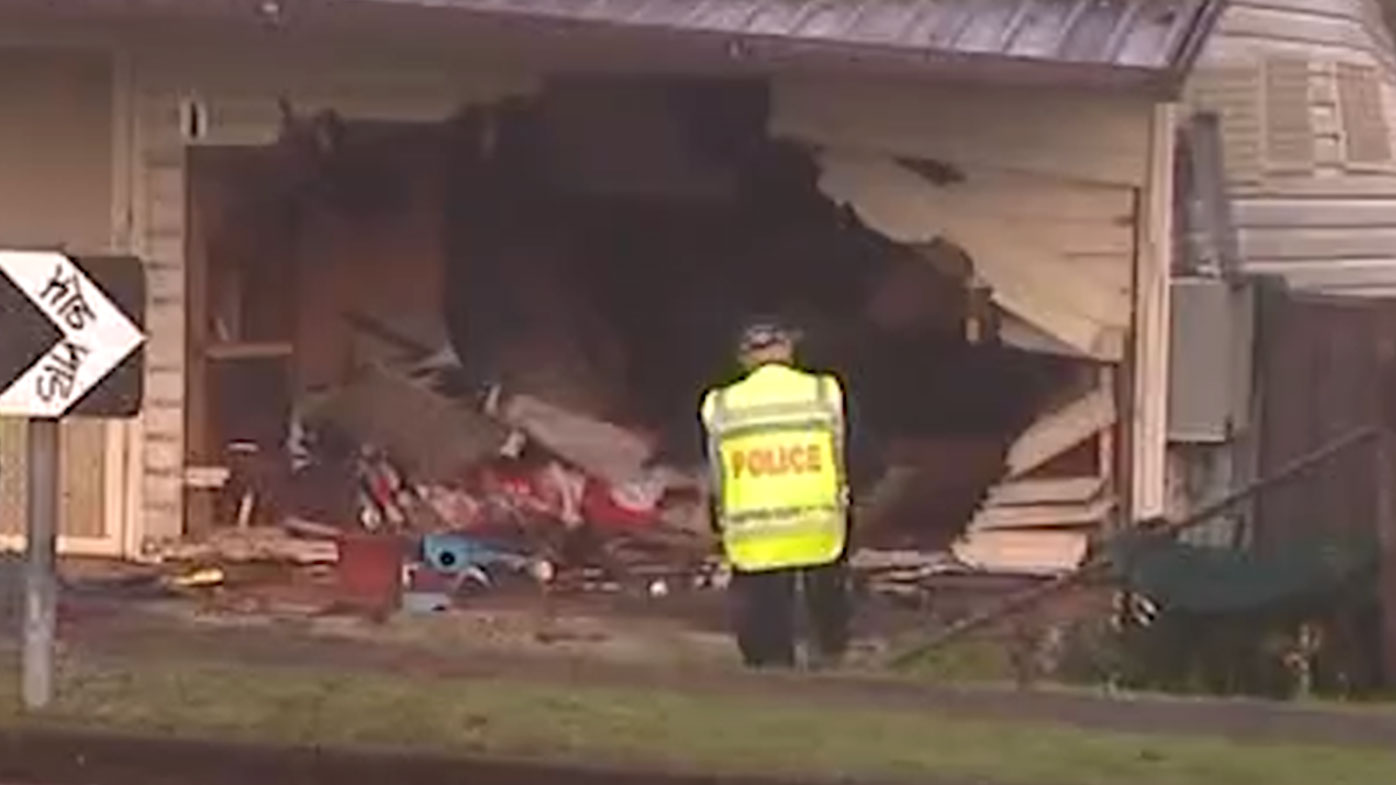 The car went straight through the house and into the backyard.